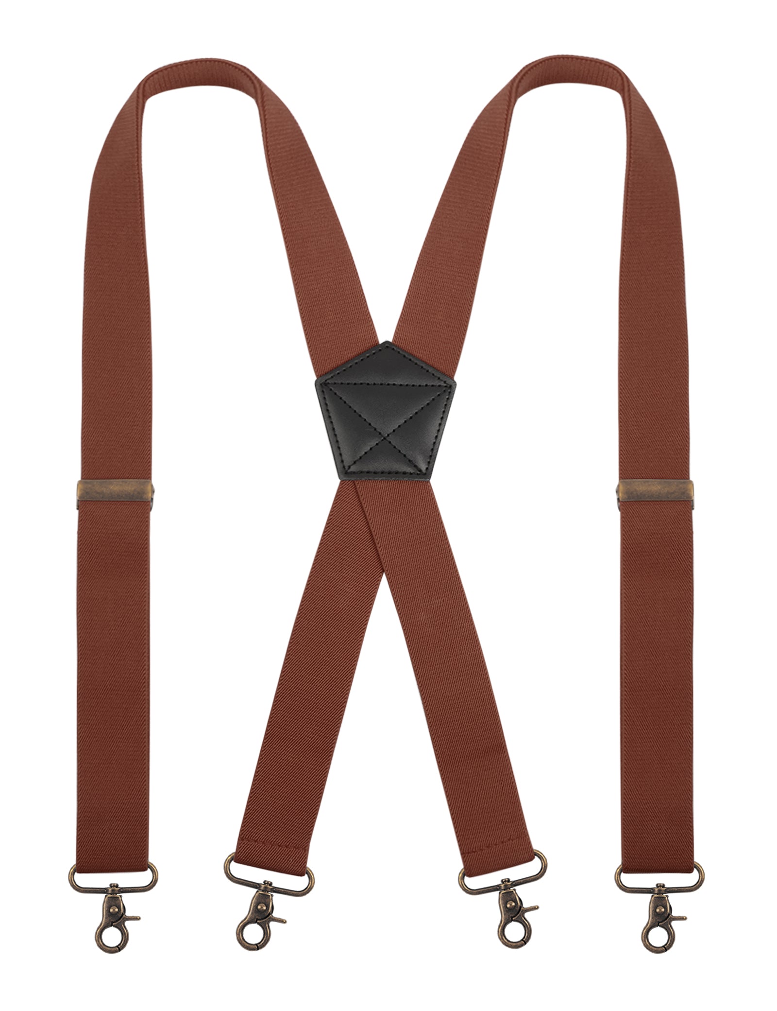 Alizeal Mens 1.38 Inch Solid Suspender Elastic X-Back 4 Hooks-087