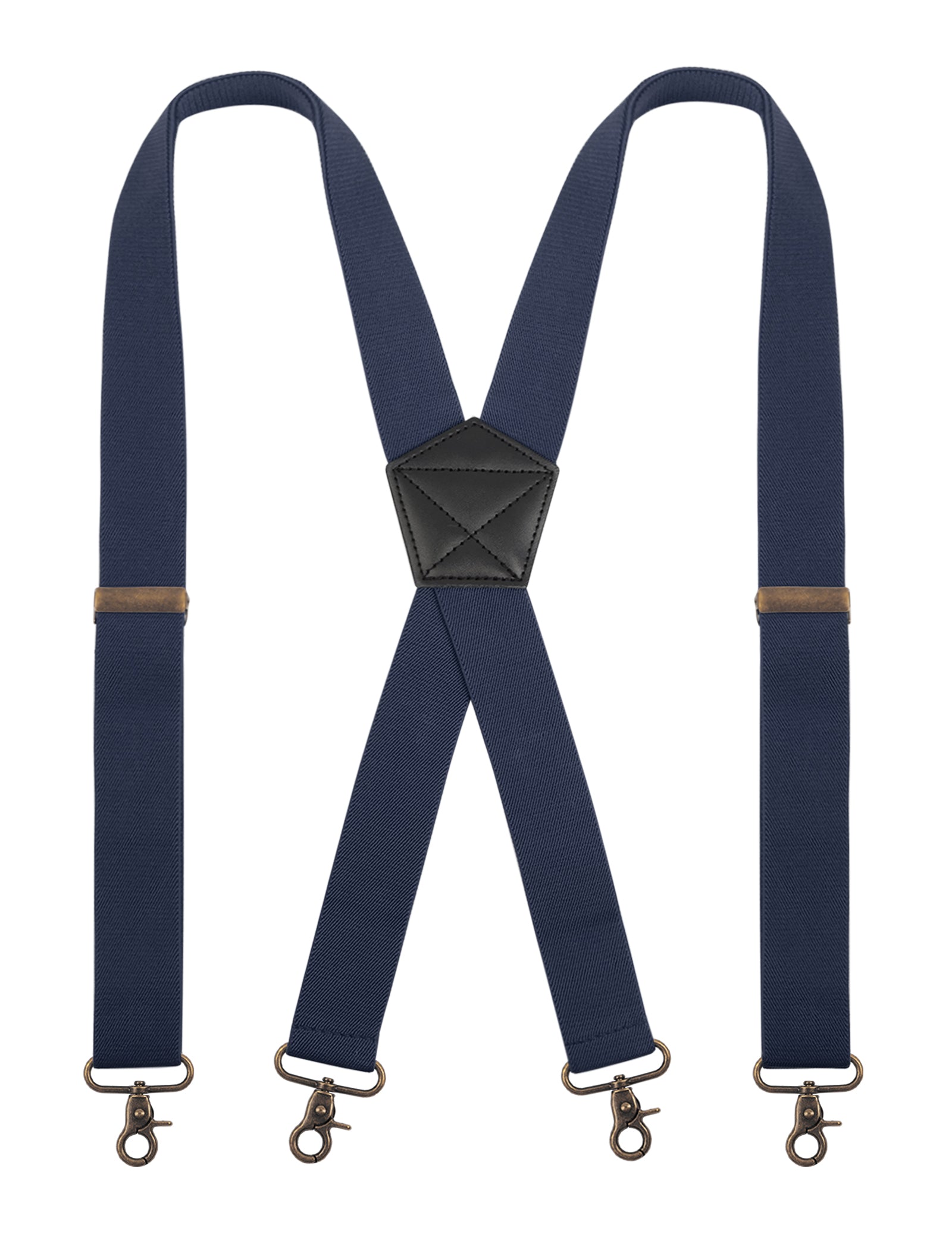 Alizeal Mens 1.38 Inch Solid Suspender Elastic X-Back 4 Hooks-087