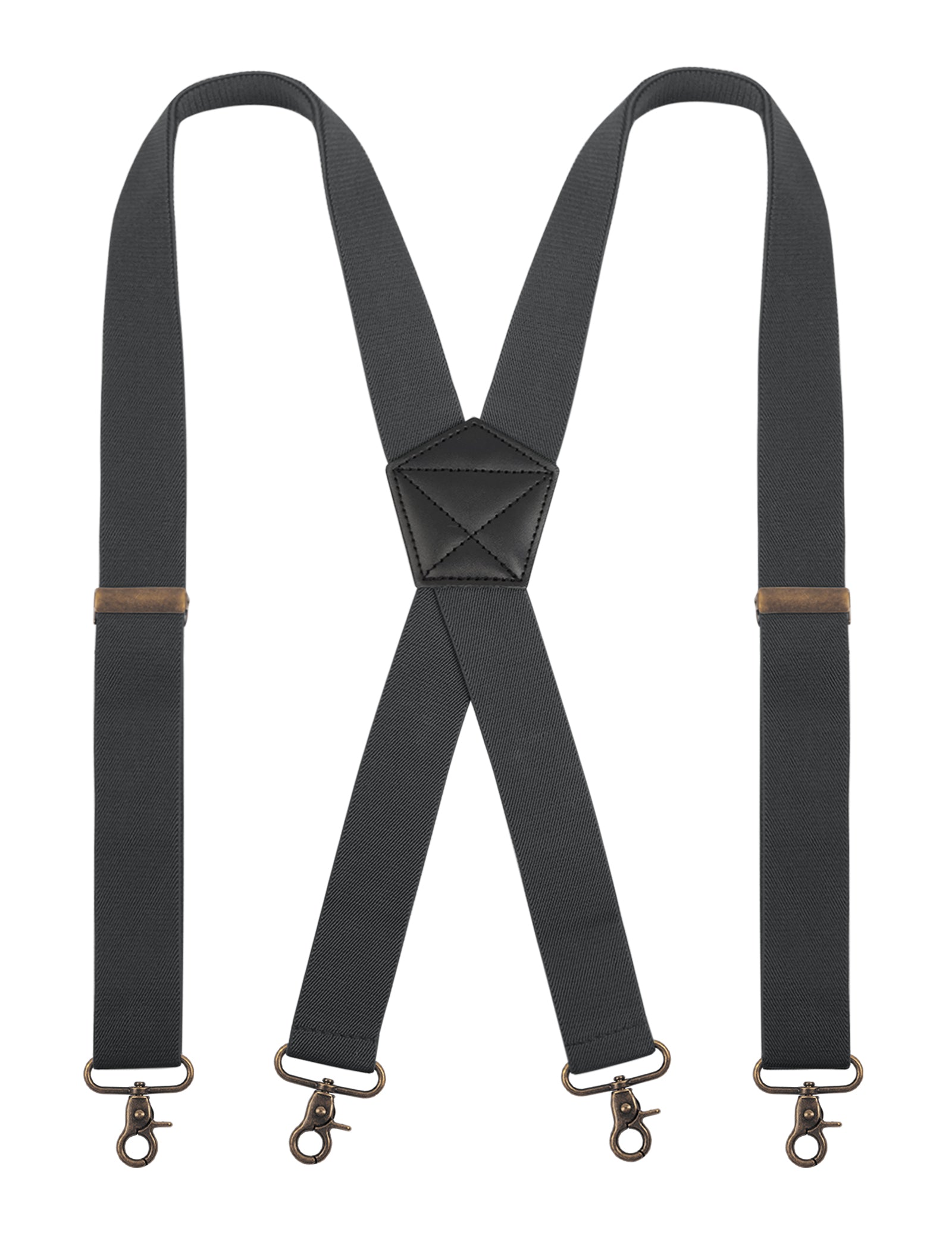 Alizeal Mens 1.38 Inch Solid Suspender Elastic X-Back 4 Hooks-087
