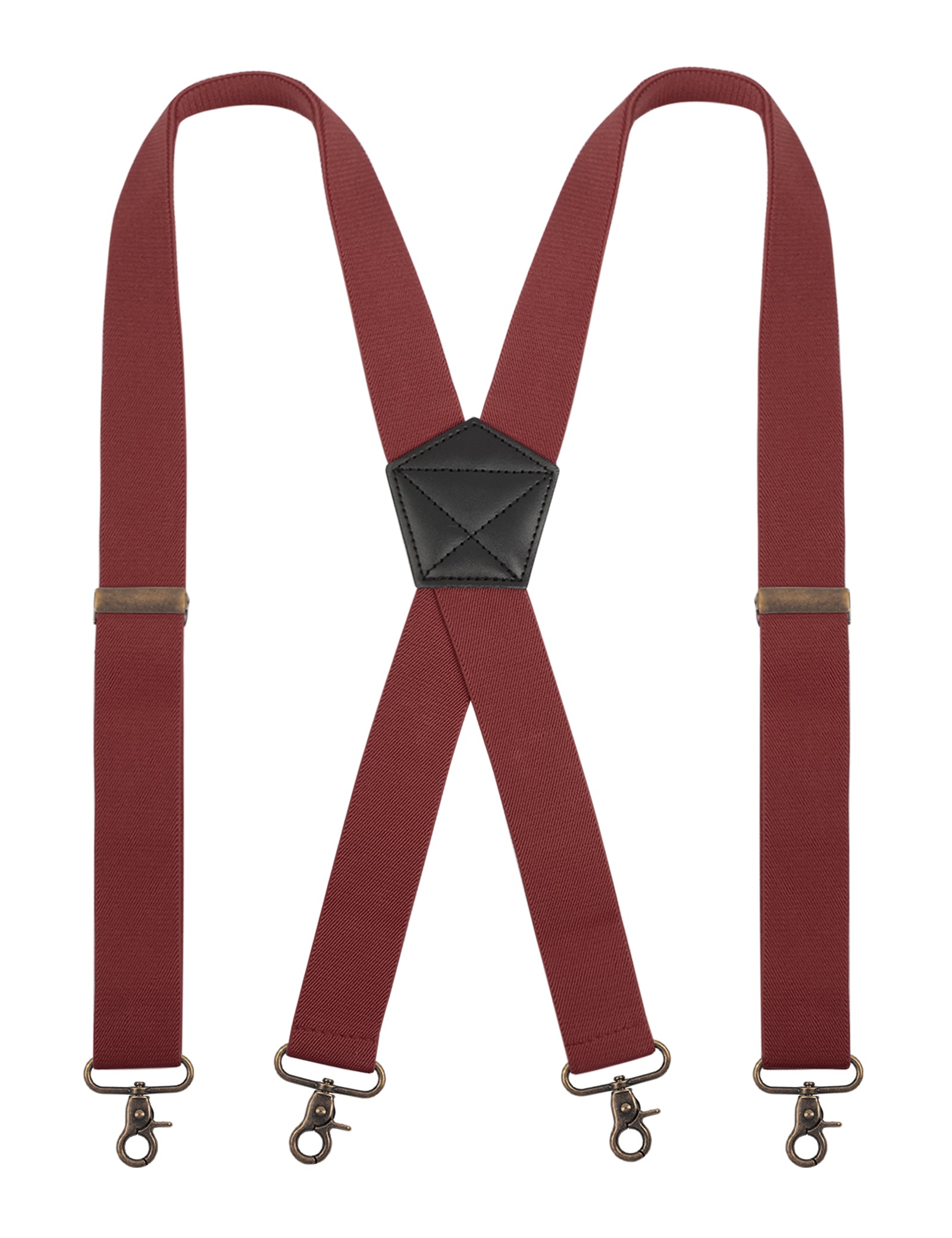 Alizeal Mens 1.38 Inch Solid Suspender Elastic X-Back 4 Hooks-087