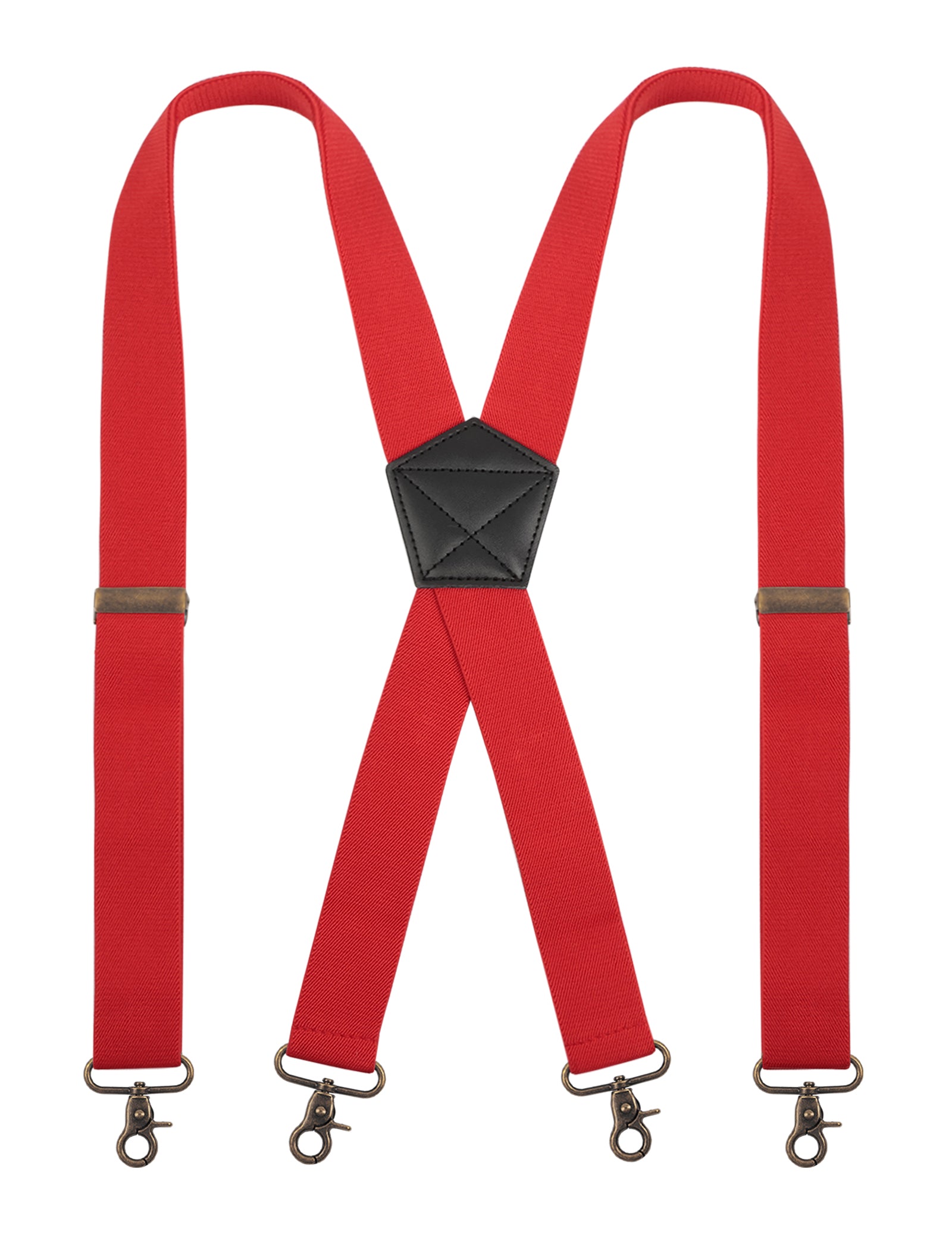 Alizeal Mens 1.38 Inch Solid Suspender Elastic X-Back 4 Hooks-087
