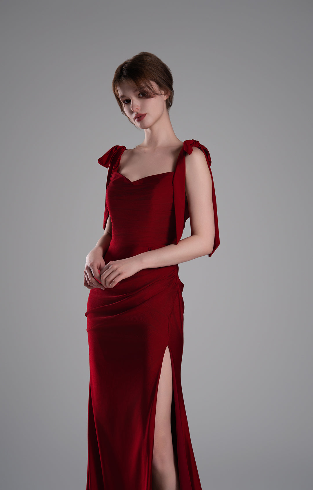 Elegant Double Straps Slit Ribbon Ties Dresses – Alizeal