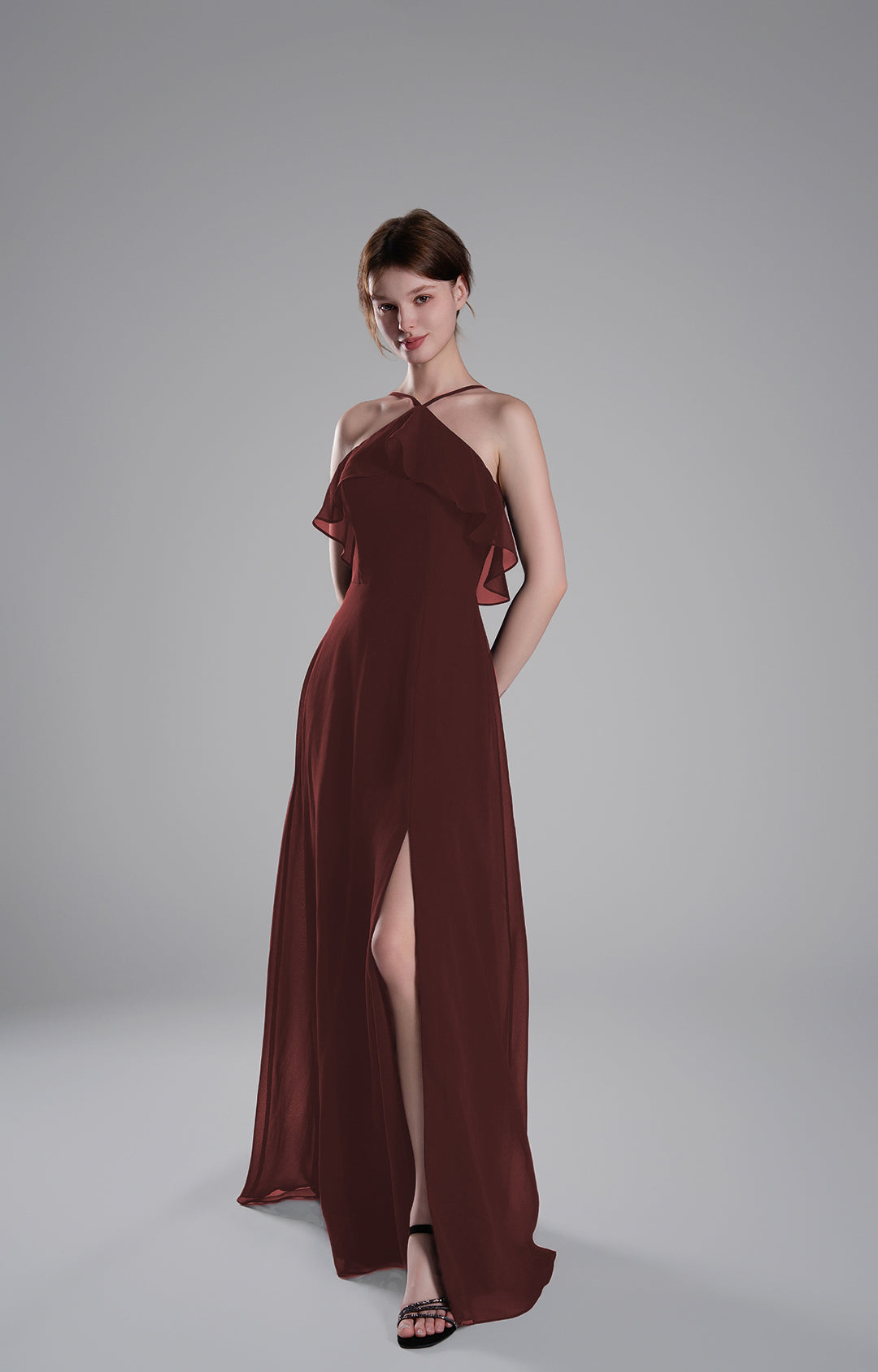 Asymmetrical Neck Spaghetti straps Pleated Dresses
