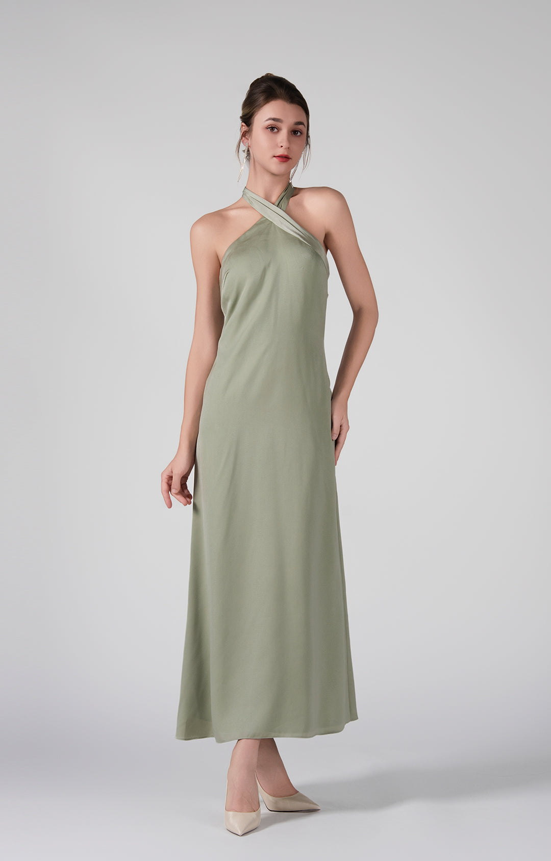 Halter Neckline Back Tie Elegant Dresses