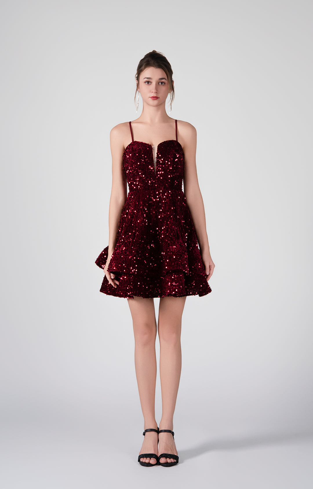 Adjustable Straps Flowy Ruffles Mini Dresses