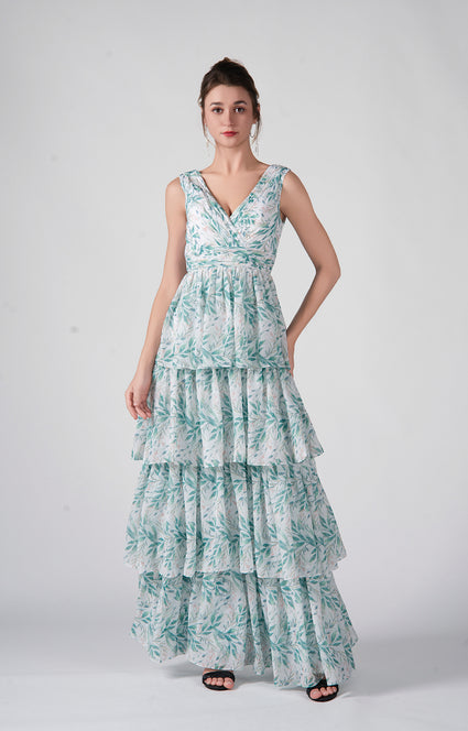 Tie Shoulder V-Neck Maxi Dress