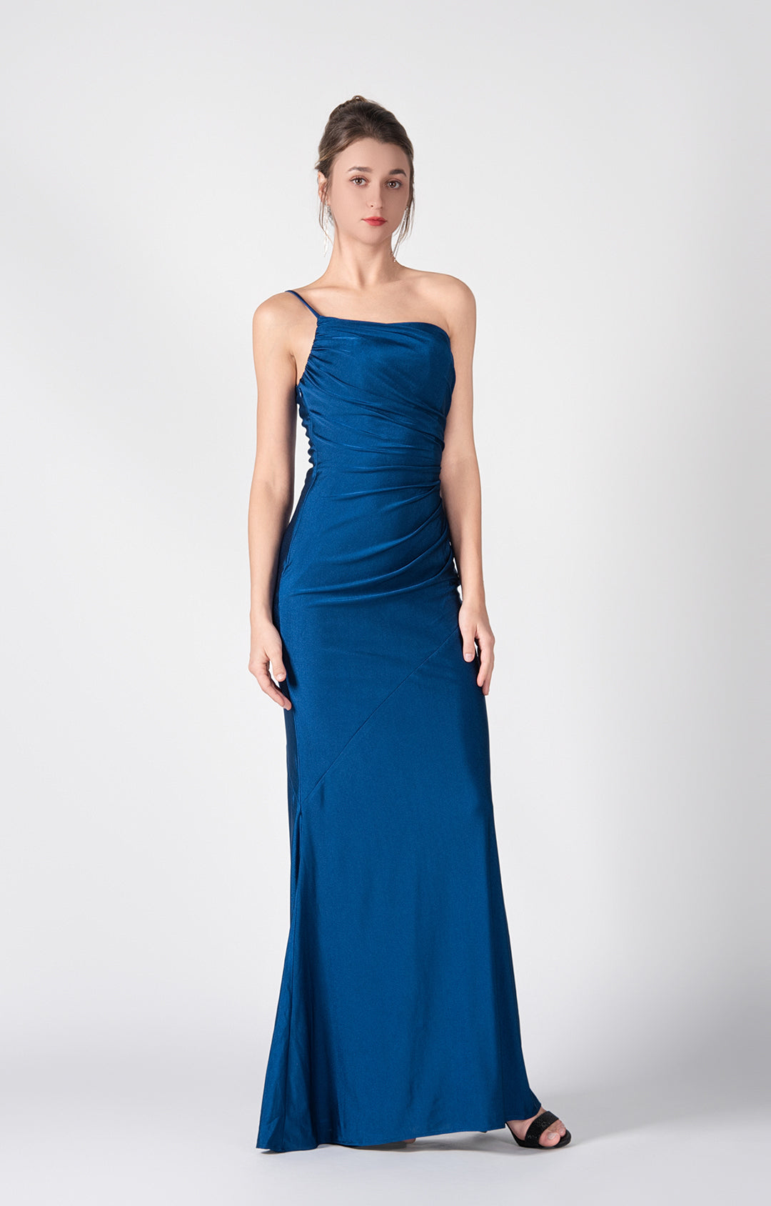 One-Shoulder Fitted Side Waist Wrap Hip Dresses