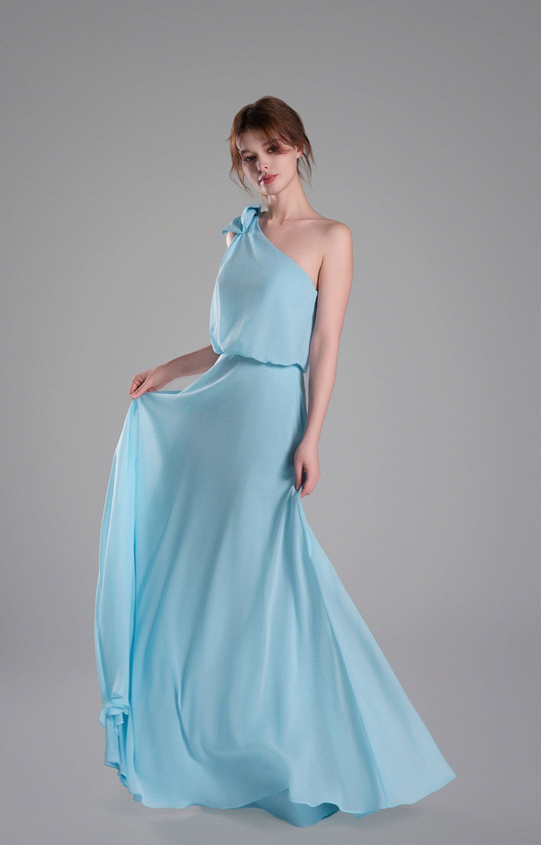 One-Shoulder Bow Detail Flowing A-Line Dresses – Alizeal