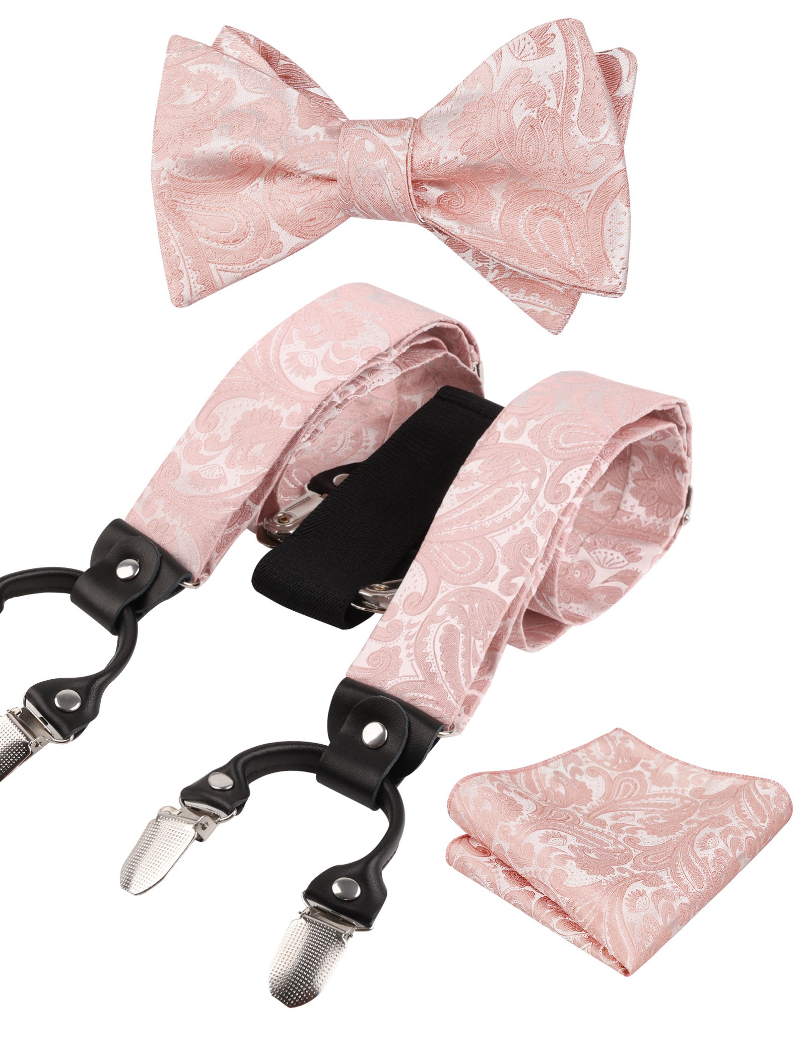 Ensemble de bretelles et nœud papillon à nouer pour homme avec pochette de costume - BD076