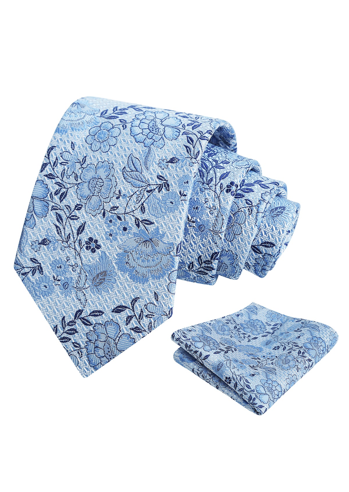 Mens 3.15'' Leaf Flower Pattern Tie with Floral Pocket Square Set-148