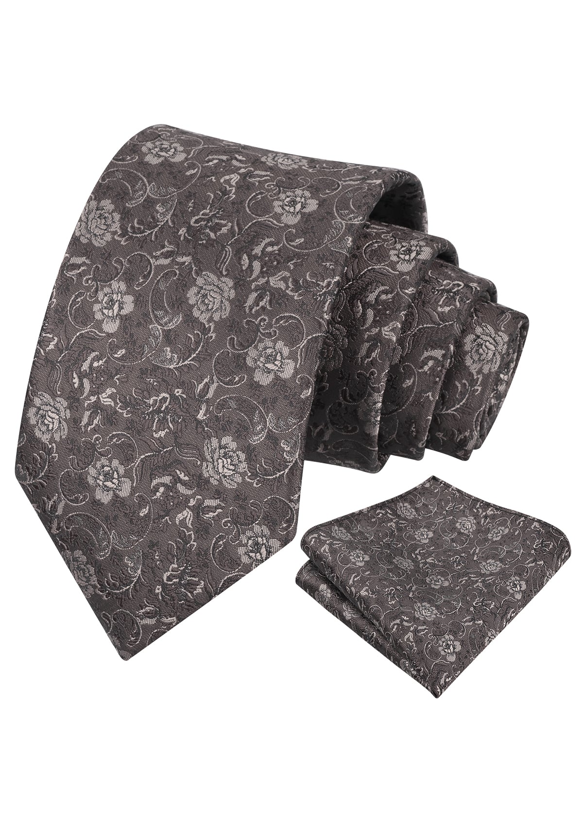 Mens 3.15inch Vintage Floral and Chic Foliage Pattern Necktie with Pocket Square-951
