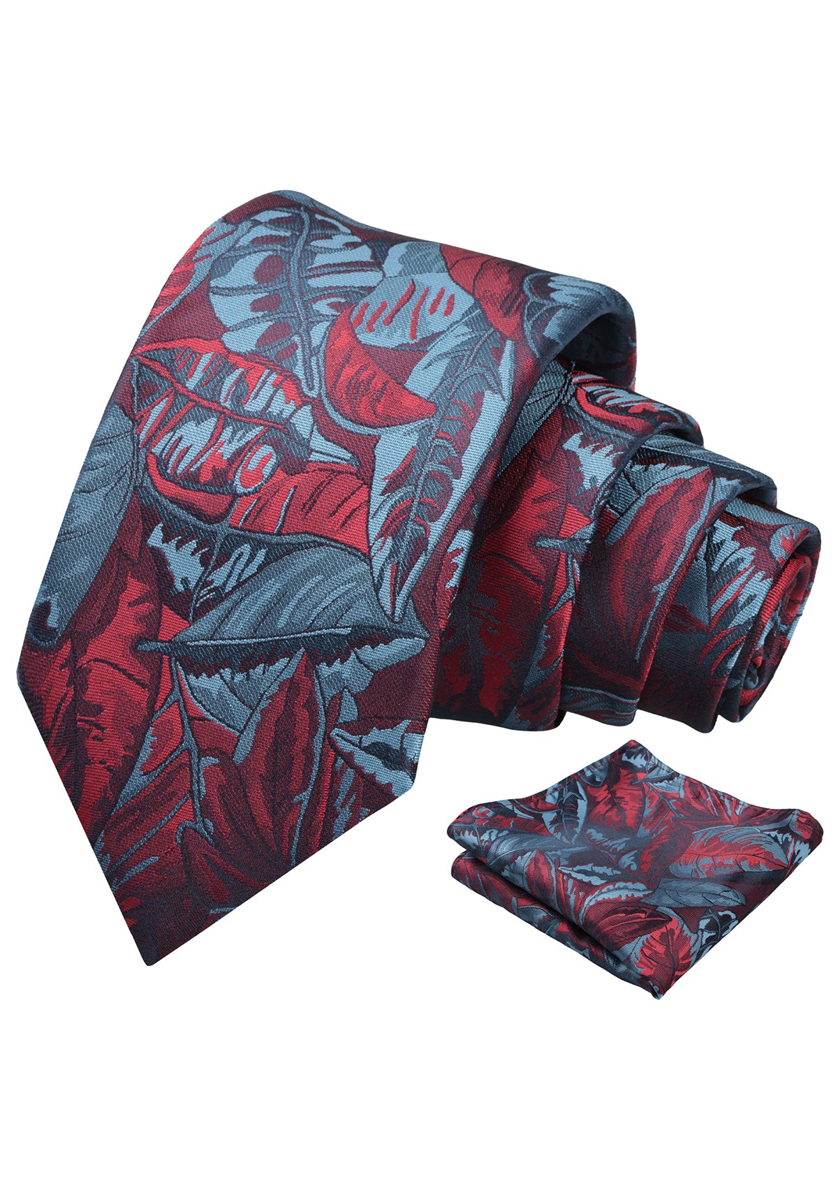 Mens 3.15inch Novelty Painting Tropical Leaf Pattern Tie with Pocket Square-935