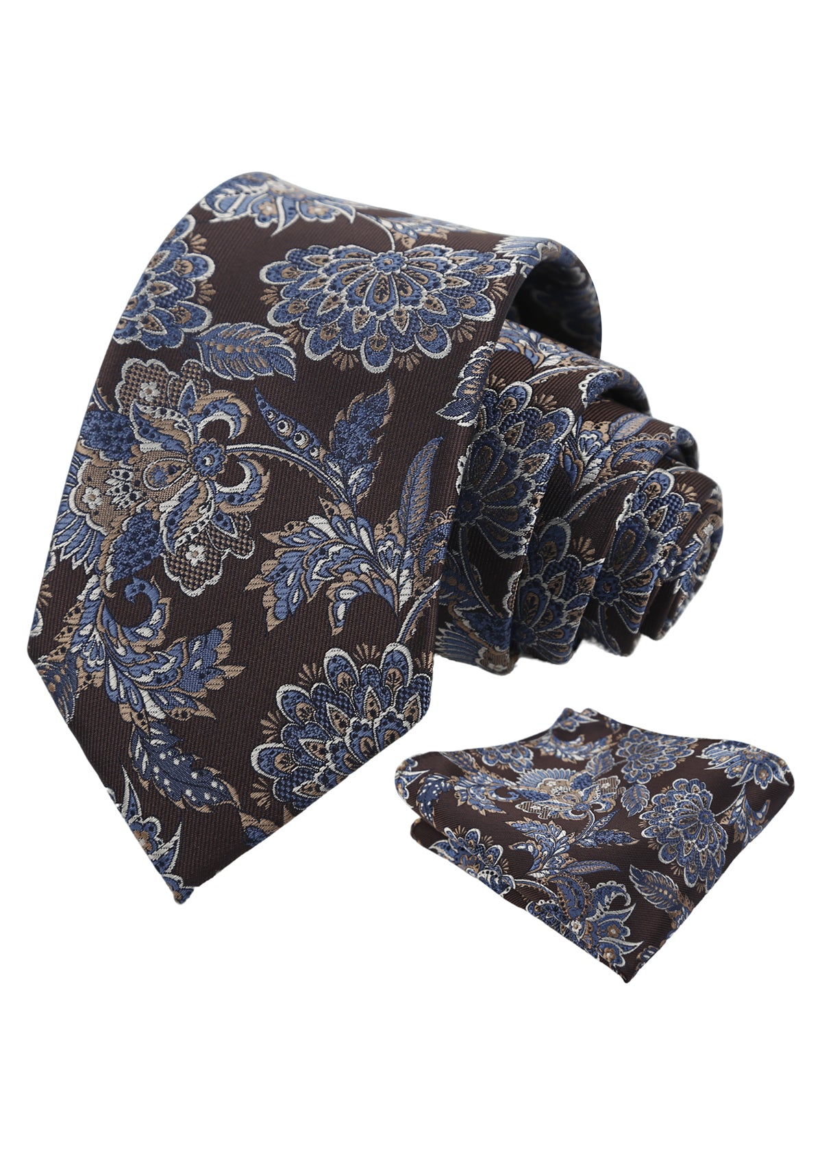 Mens 3.15'' Vintage Luxury Intricate Floral Necktie with Pocket Square for Wedding-955