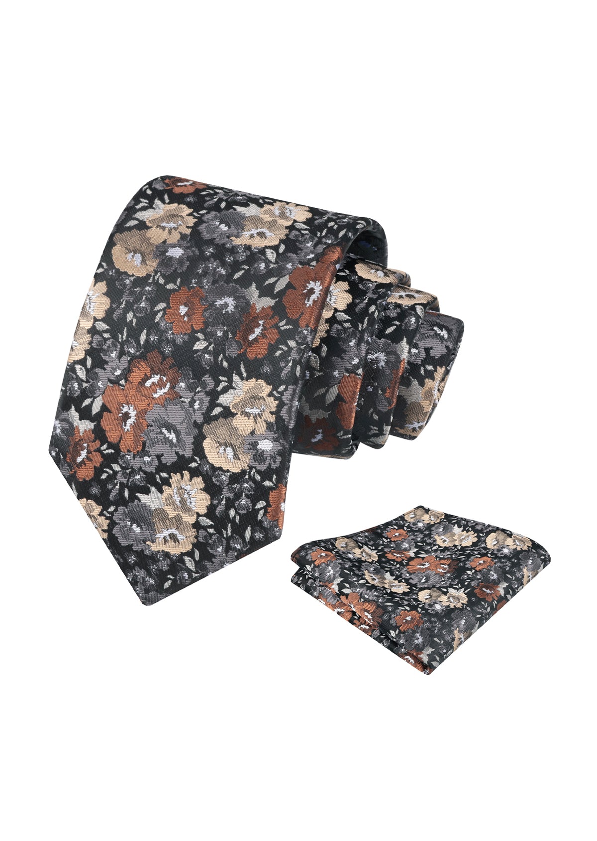 Mens 3.15inch Impressionist Painterly Garden-themed Necktie with Floral Printed Pocket Square-920