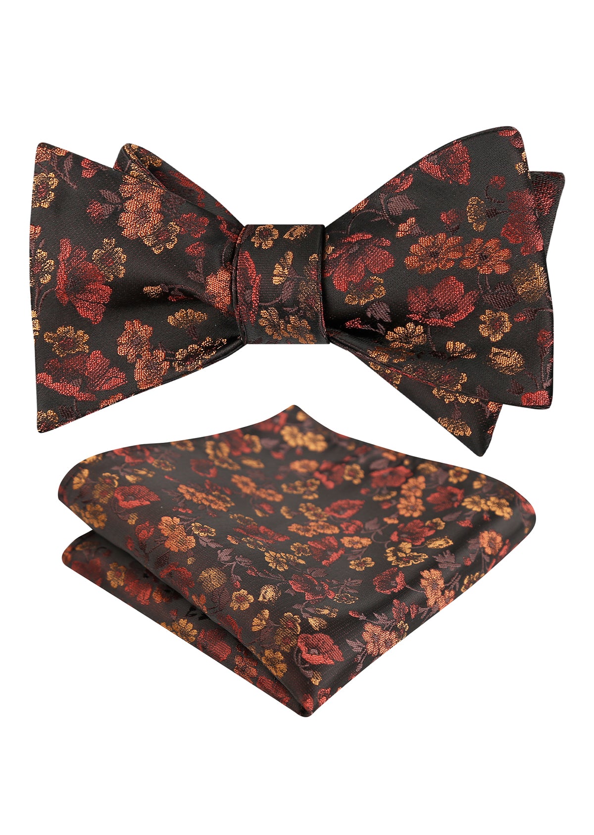 Mens 2pcs Self-tied Elegant Floral Pattern Bow Tie with Pocket Square Set-050