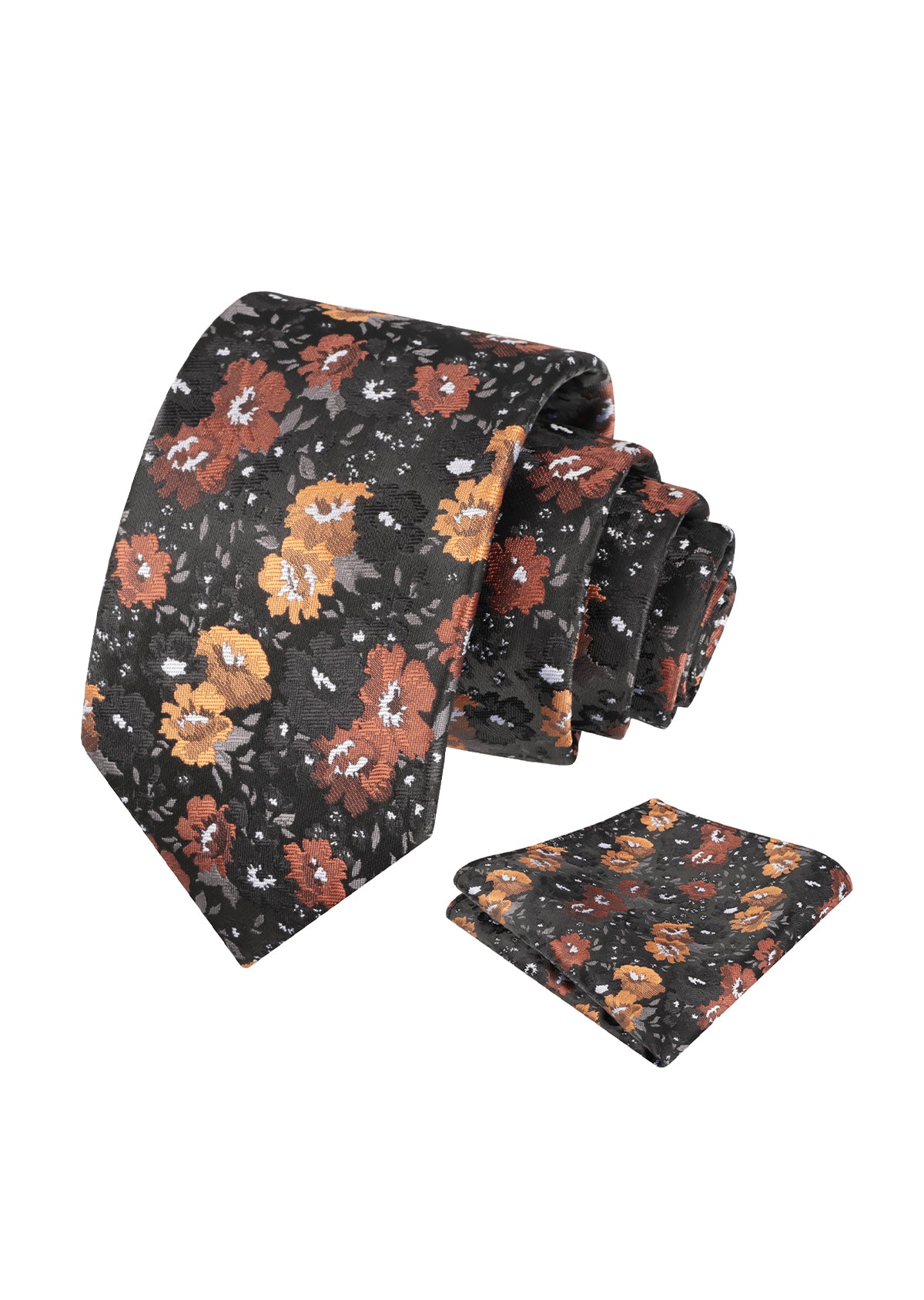 Mens 3.15inch Impressionist Painterly Garden-themed Necktie with Floral Printed Pocket Square-920