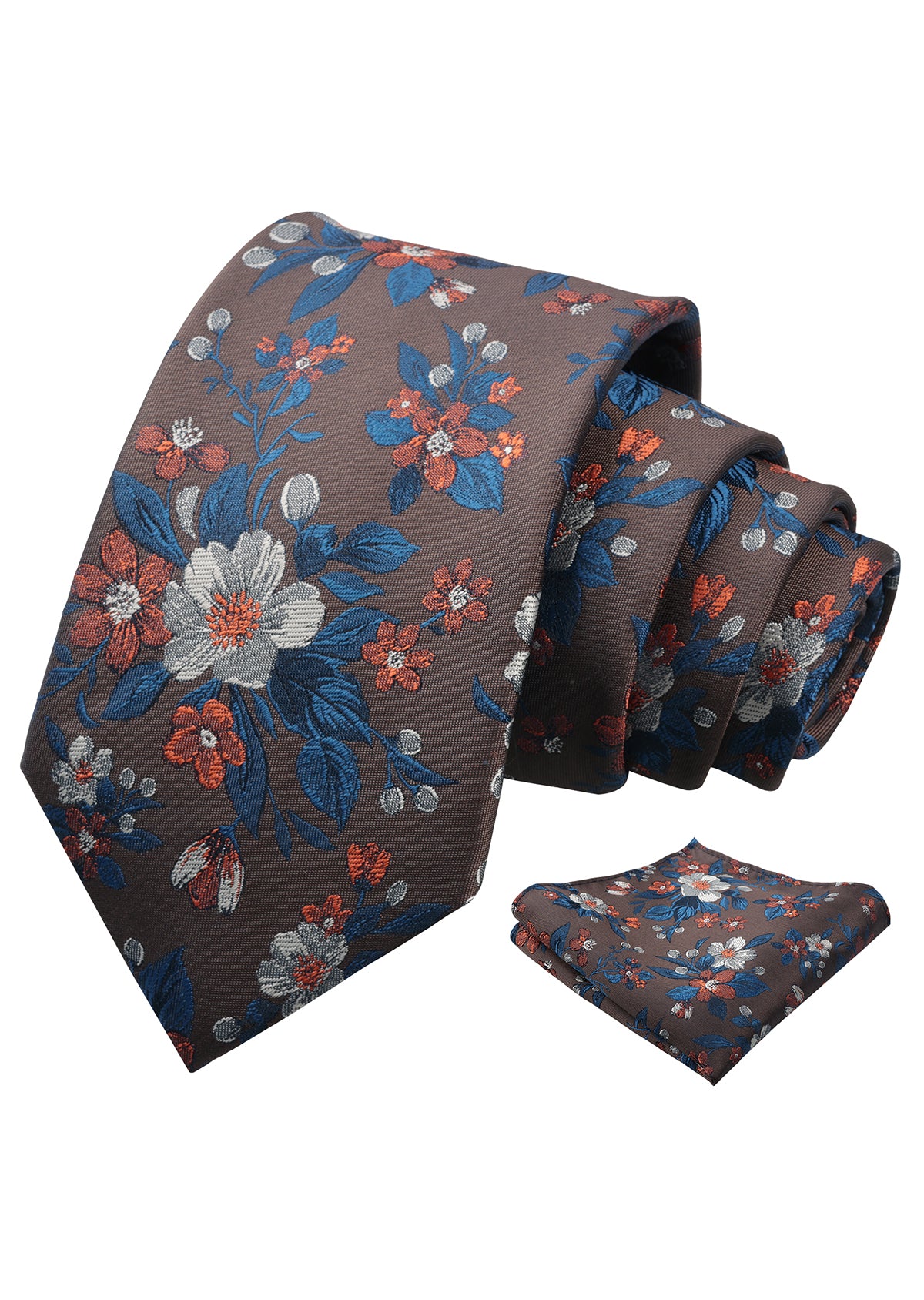 Mens 3.15inches Colorful Leaf Floral Artistic Pattern Tie with Pocket Square-934