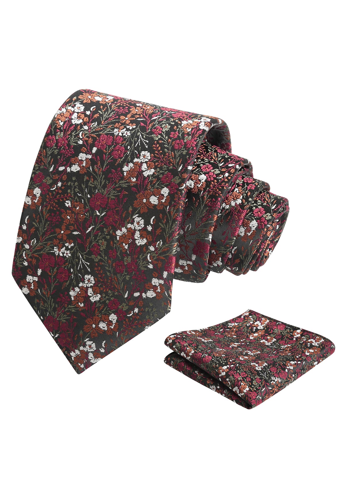 Mens 3.15inch Delicate Colorful Floral Tie with Garden Flower Print Pocket Square-918