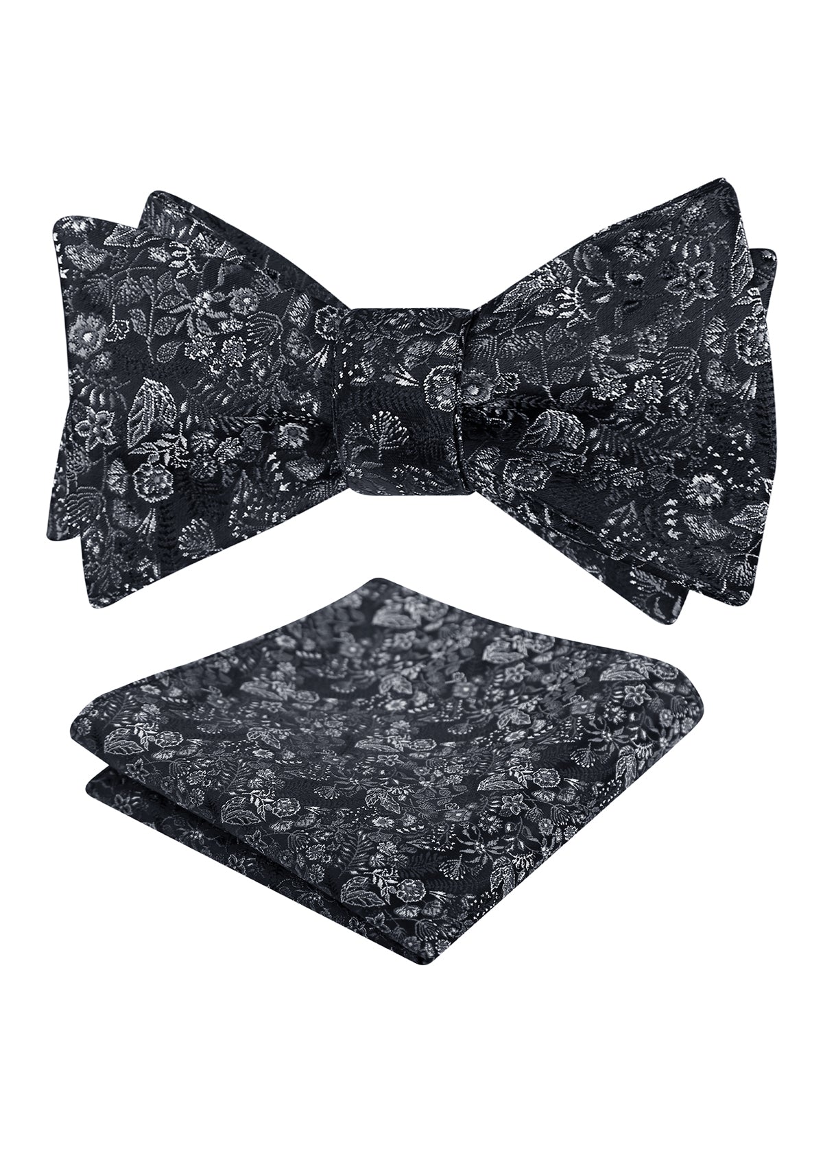 Mens 2pcs Self-tied Vintage Floral Leaf Pattern Bow Tie with Pocket Square Set-032