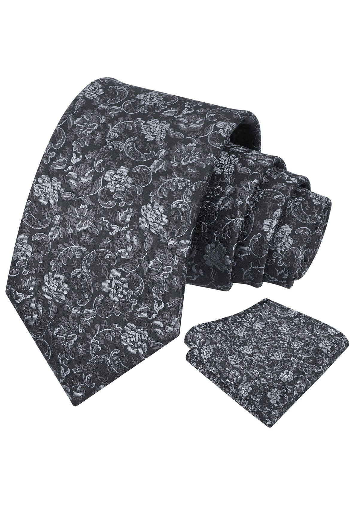 Mens 3.15inch Vintage Floral and Chic Foliage Pattern Necktie with Pocket Square-951