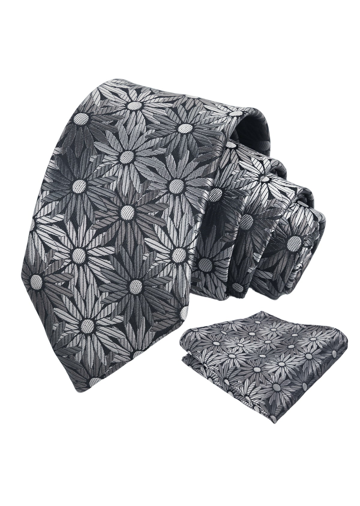 Mens 3.15'' Colorful Flower Necktie and Pocket Square Set Wedding Casual Rustic Tie and Hanky Set-941