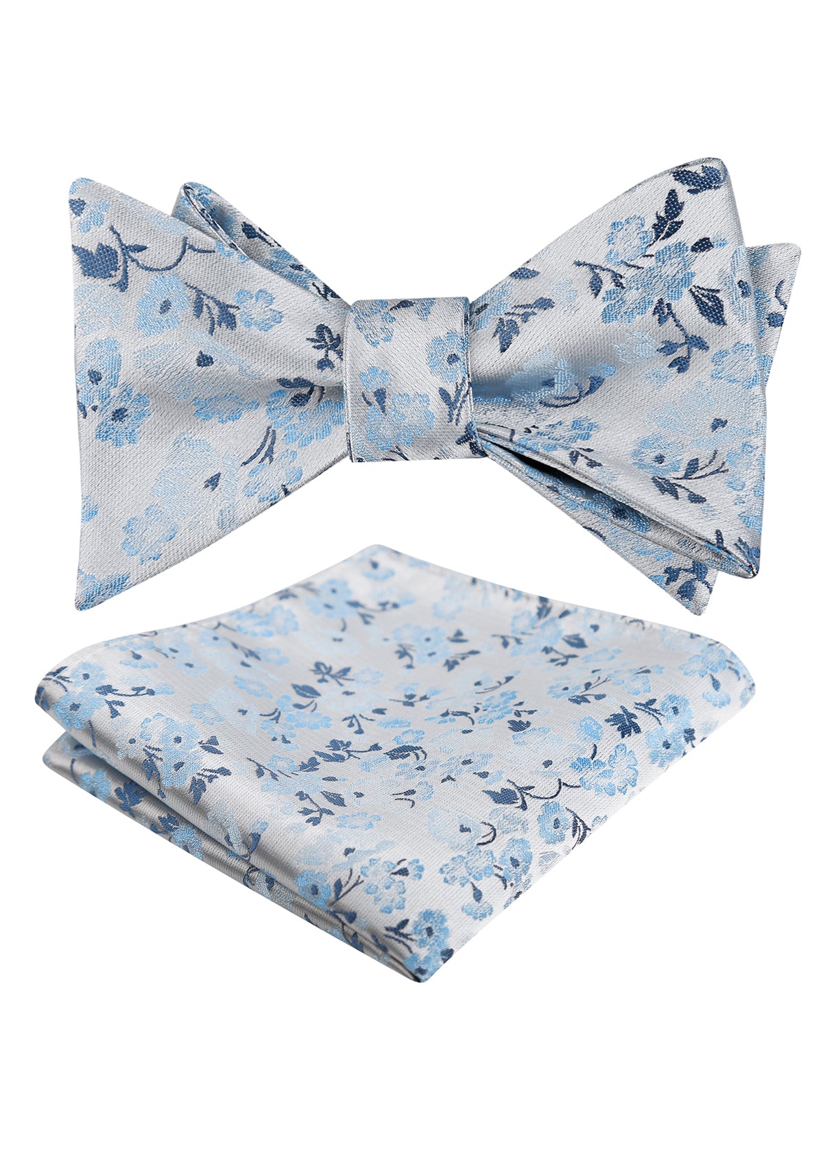 Mens 2pcs Self-tied Elegant Floral Pattern Bow Tie with Pocket Square Set-050