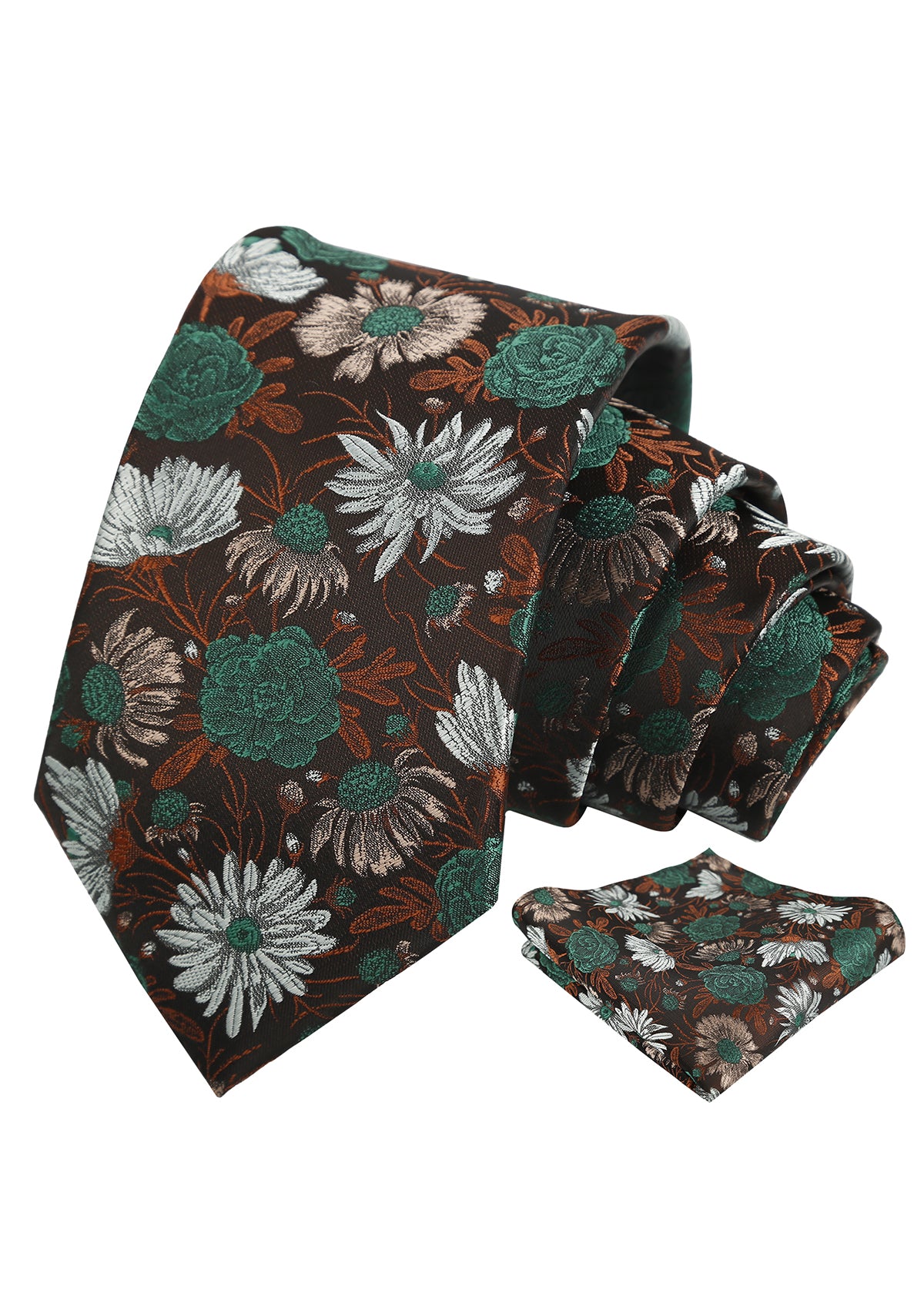 Mens Colorful Large Bloom Tie and Pocket Square for Party Nights and Weddings-928