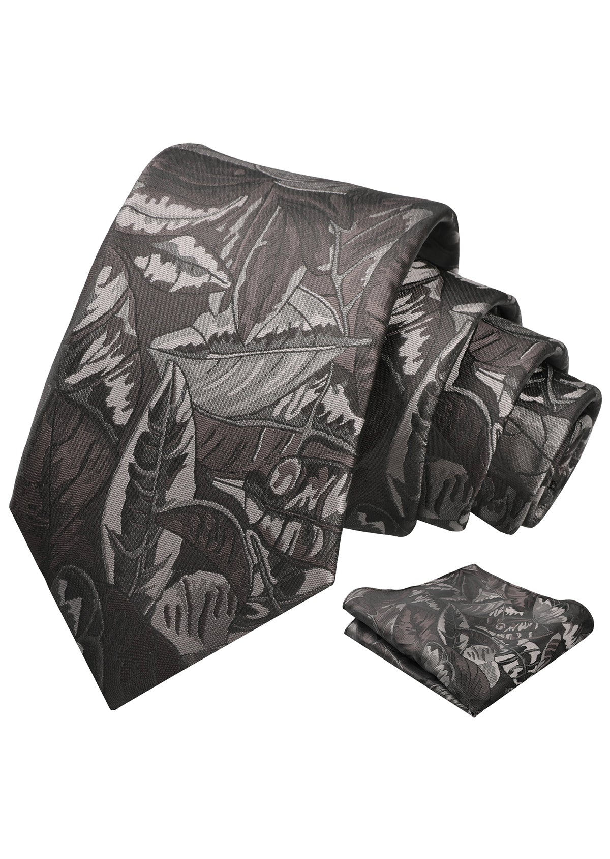 Mens 3.15inch Novelty Painting Tropical Leaf Pattern Tie with Pocket Square-935