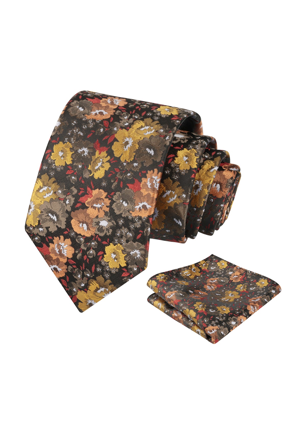 Mens 3.15inch Impressionist Painterly Garden-themed Necktie with Floral Printed Pocket Square-920