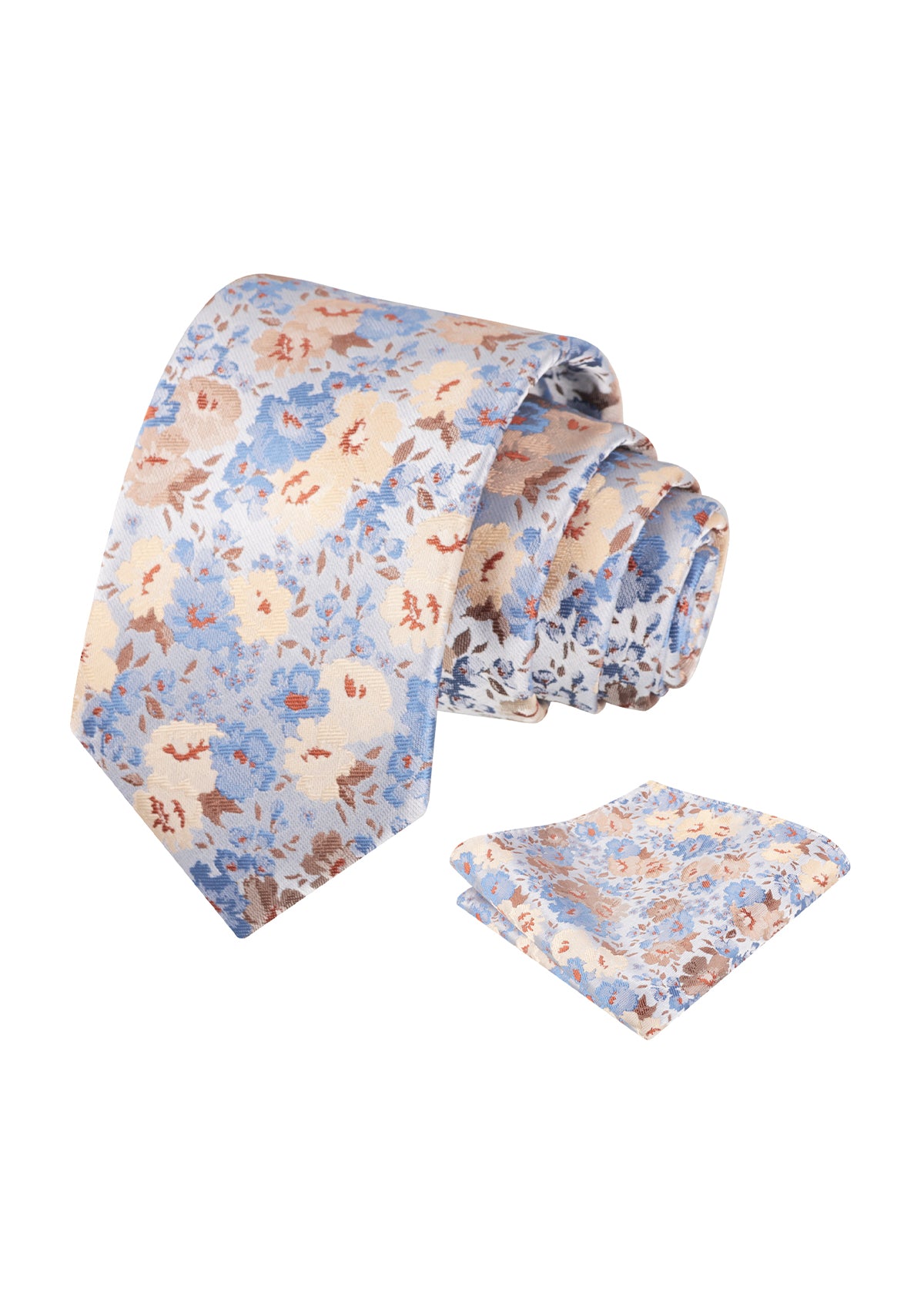 Mens 3.15inch Impressionist Painterly Garden-themed Necktie with Floral Printed Pocket Square-920