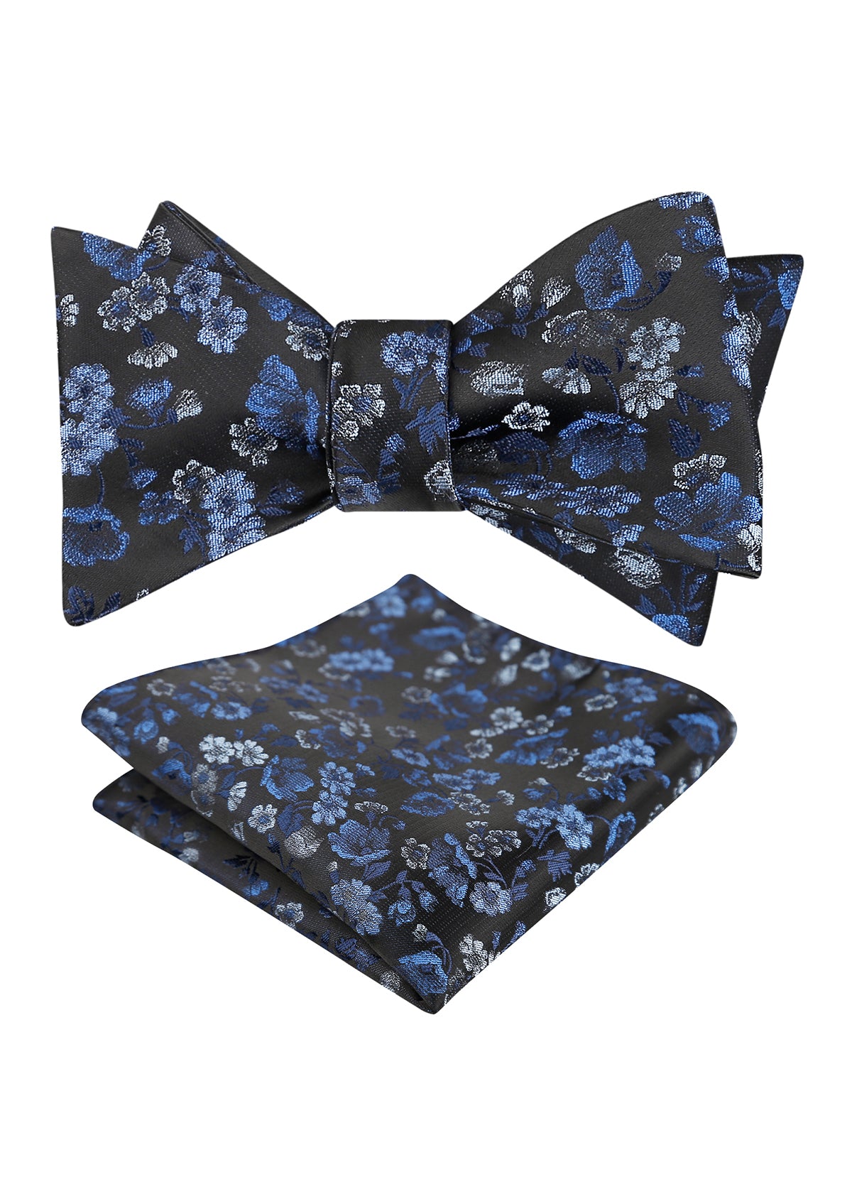 Mens 2pcs Self-tied Elegant Floral Pattern Bow Tie with Pocket Square Set-050
