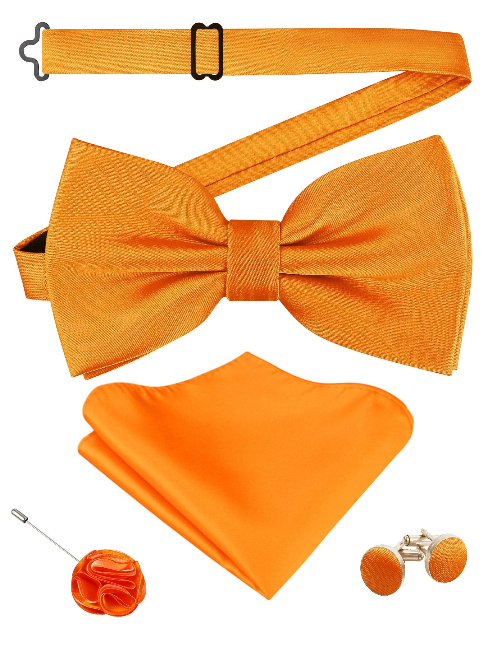 Alizeal Mens 4Pcs Bow Tie Pocket Square Boutonniere Cufflinks Set-094