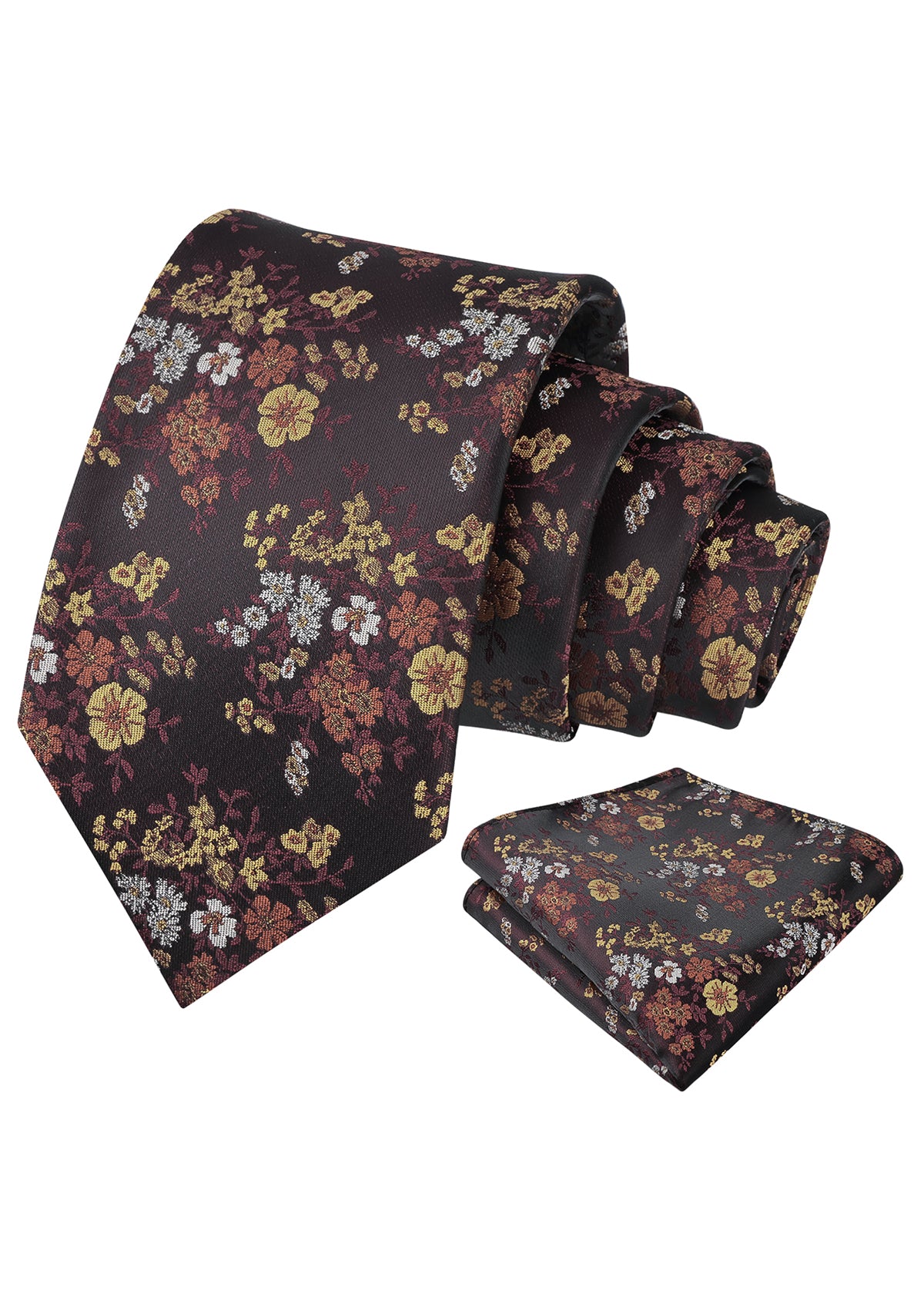 Mens Ditsy Floral Tie Set 3.15 Inch Elegant Small Print with Pocket Square for All-occasion Wear-939