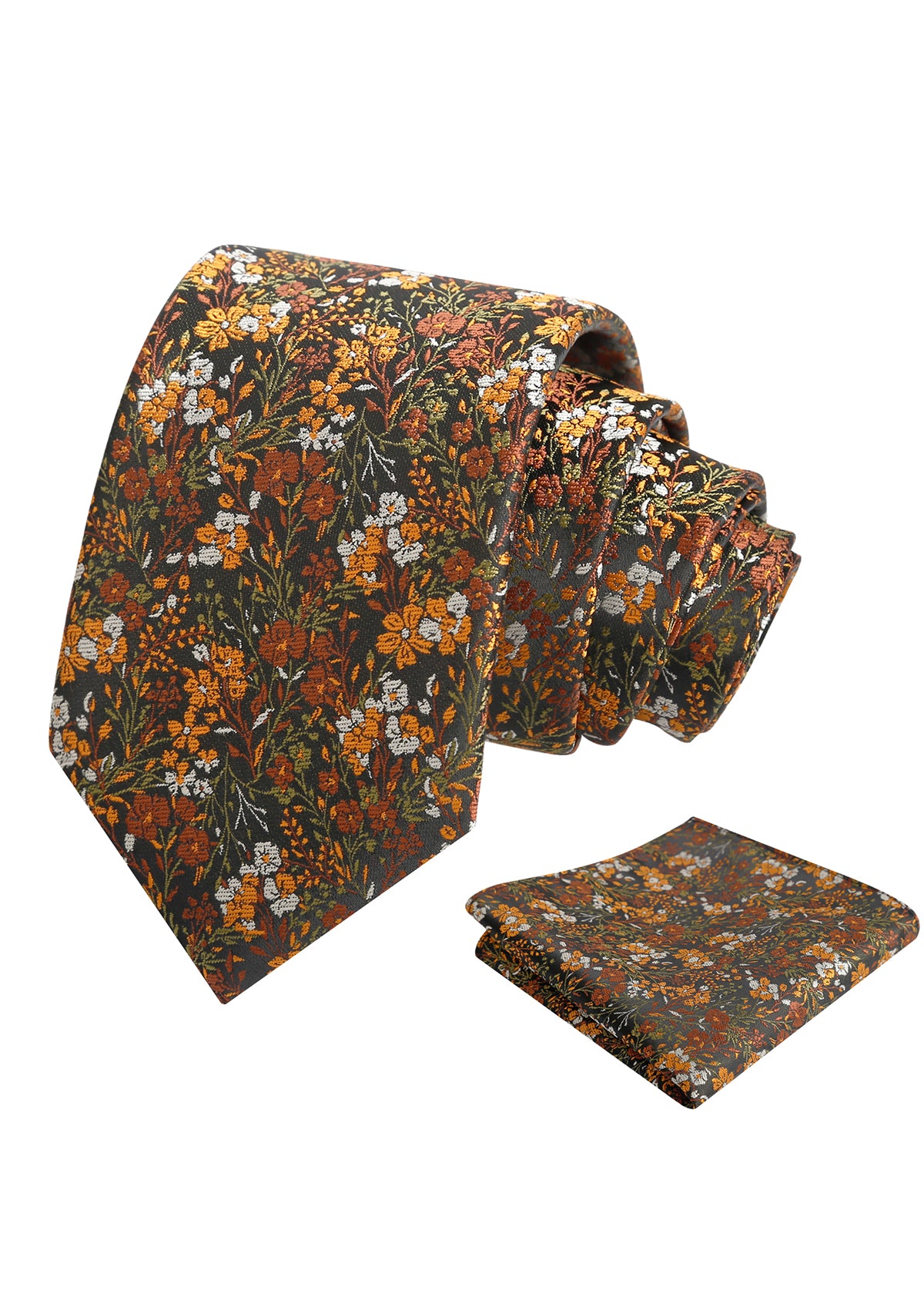 Mens 3.15inch Delicate Colorful Floral Tie with Garden Flower Print Pocket Square-918