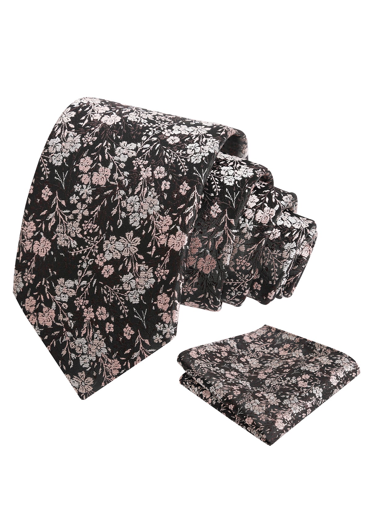 Mens 3.15inch Delicate Colorful Floral Tie with Garden Flower Print Pocket Square-918
