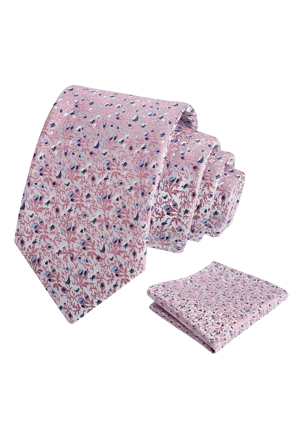 Mens 3.15inches Light Color Rustic Tie with Flower Printed Handkerchief-917