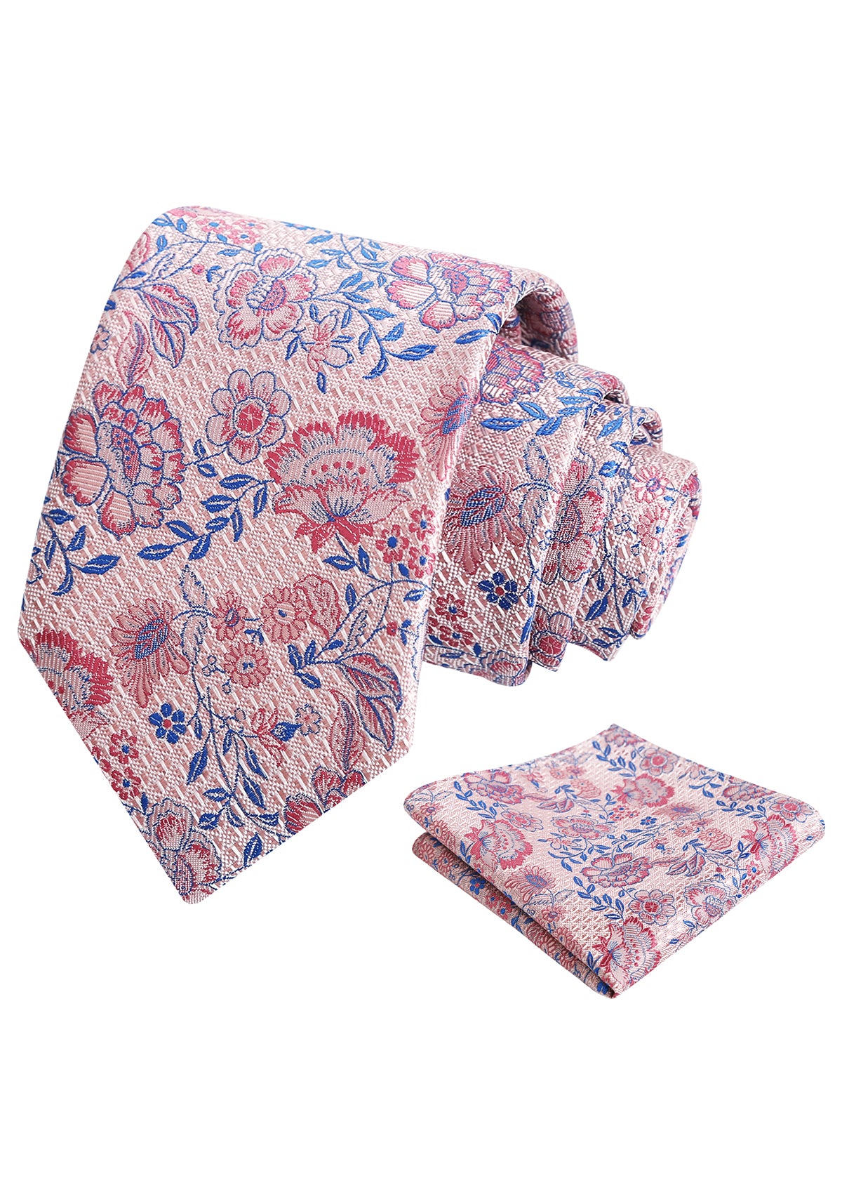 Mens 3.15'' Leaf Flower Pattern Tie with Floral Pocket Square Set-148