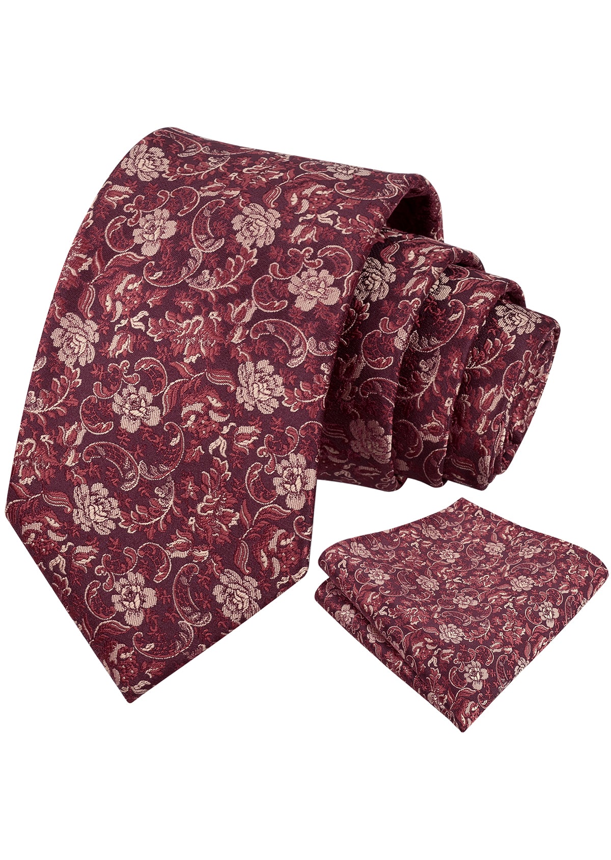 Mens 3.15inch Vintage Floral and Chic Foliage Pattern Necktie with Pocket Square-951