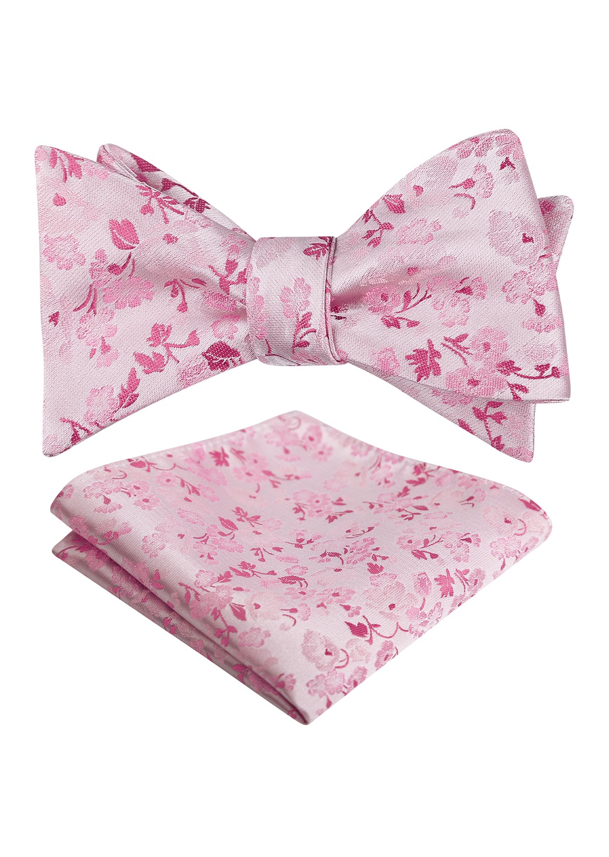 Mens 2pcs Self-tied Elegant Floral Pattern Bow Tie with Pocket Square Set-050