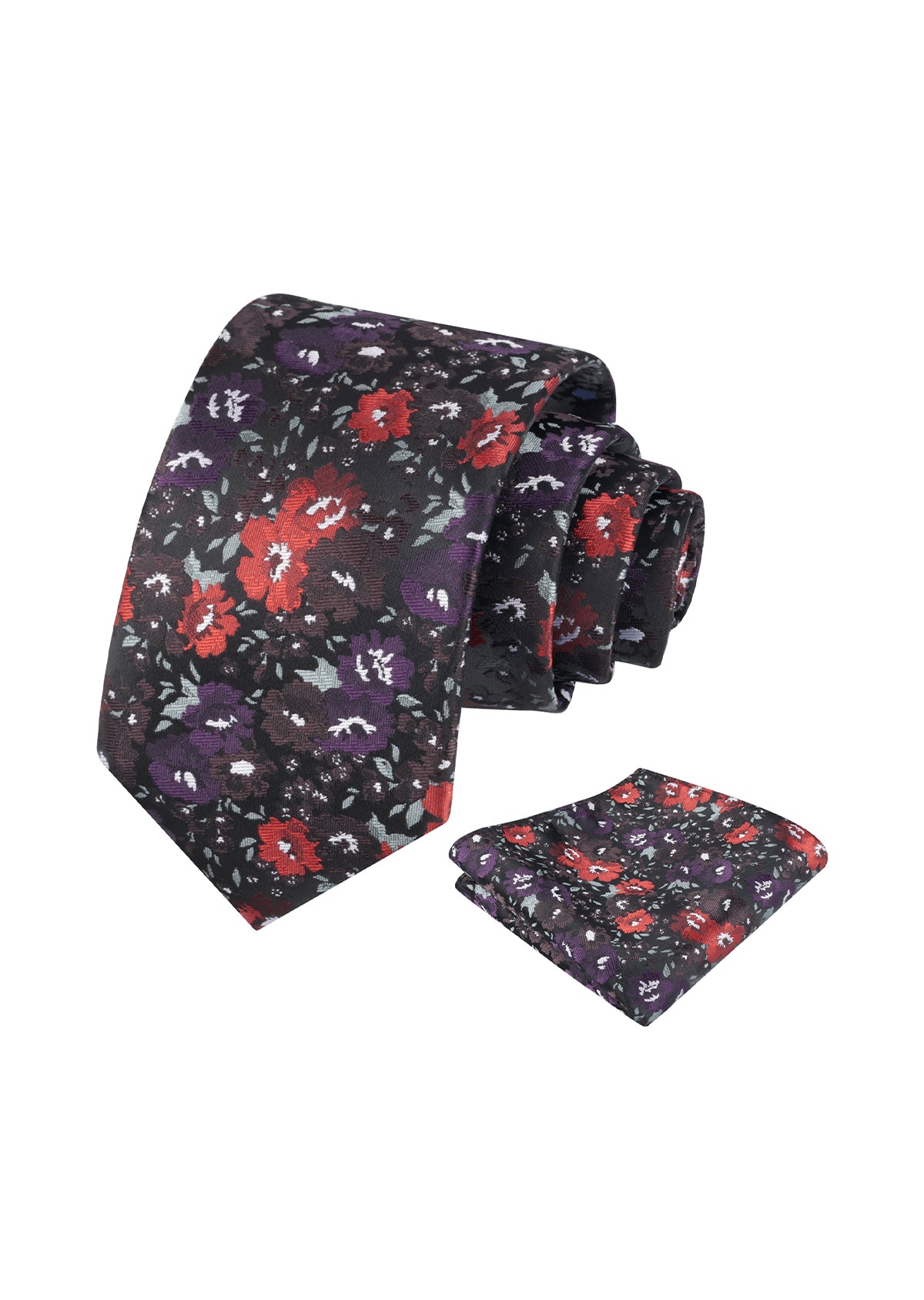 Mens 3.15inch Impressionist Painterly Garden-themed Necktie with Floral Printed Pocket Square-920