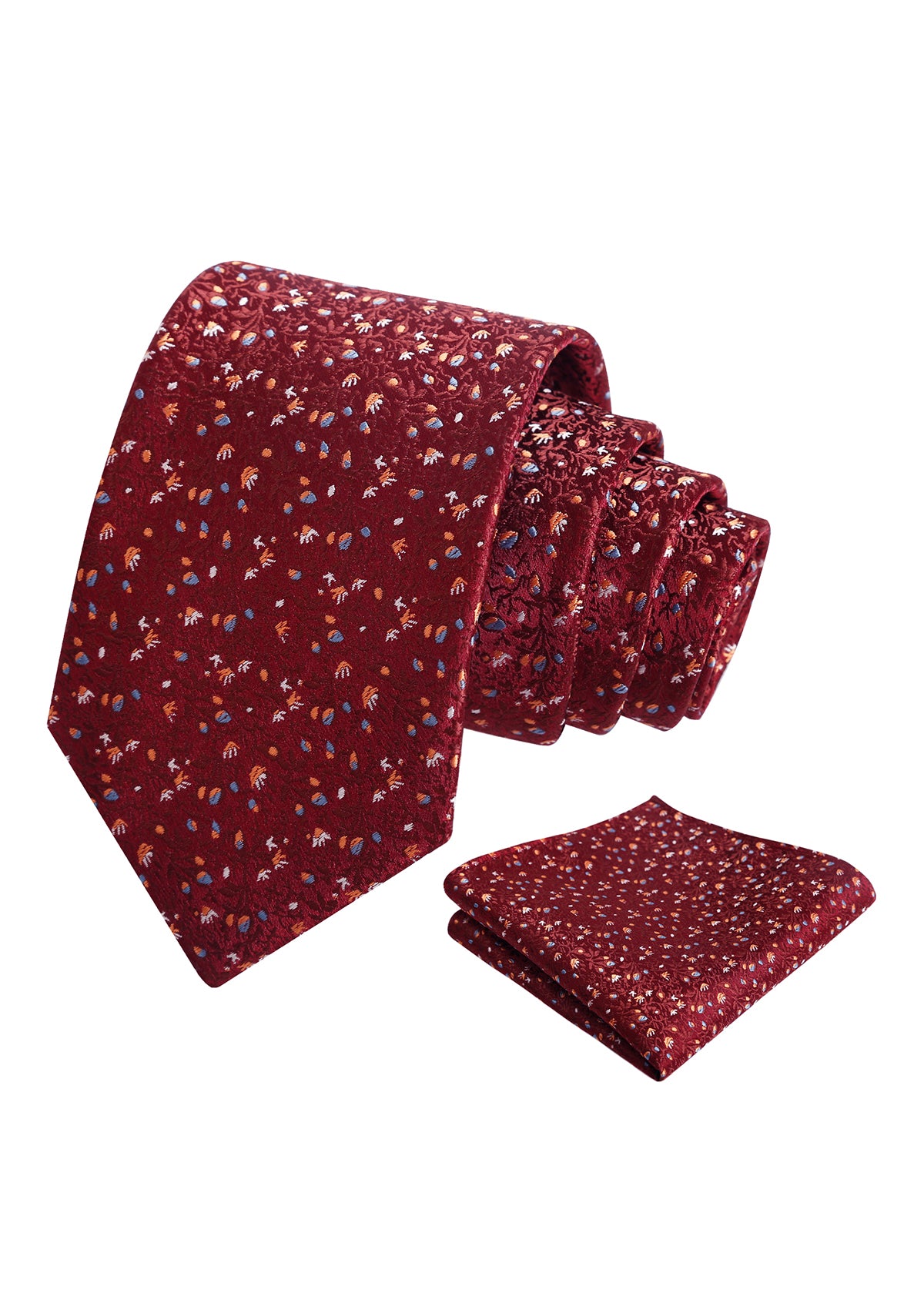 Mens 3.15inches Light Color Rustic Tie with Flower Printed Handkerchief-917