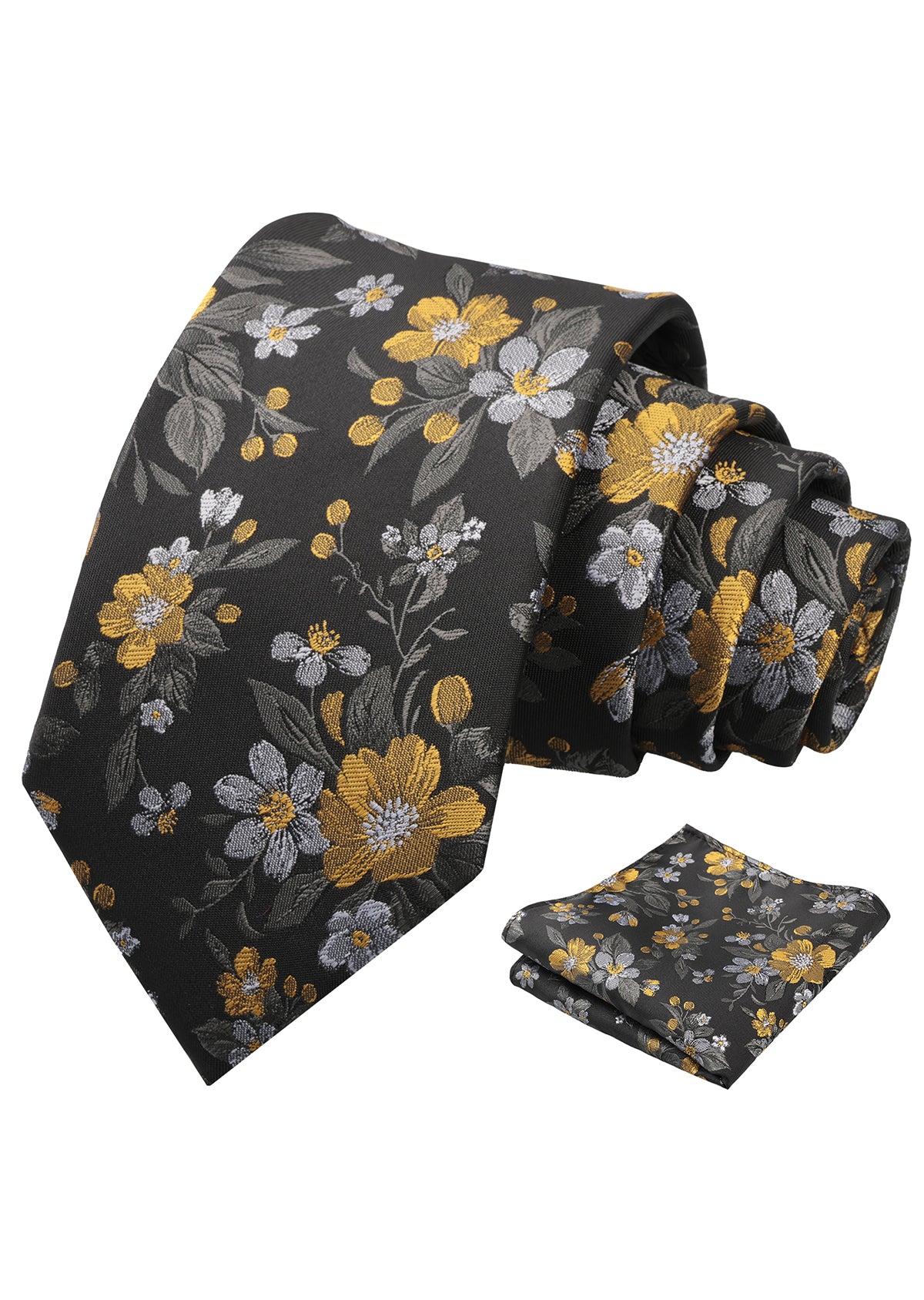 Mens 3.15inches Colorful Leaf Floral Artistic Pattern Tie with Pocket Square-934