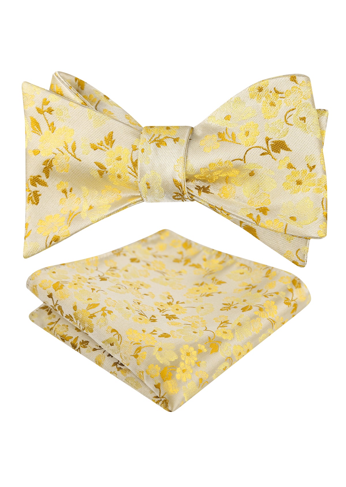 Mens 2pcs Self-tied Elegant Floral Pattern Bow Tie with Pocket Square Set-050