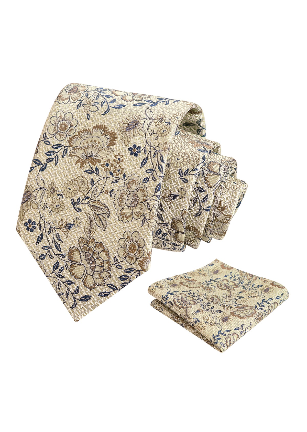 Mens 3.15'' Leaf Flower Pattern Tie with Floral Pocket Square Set-148