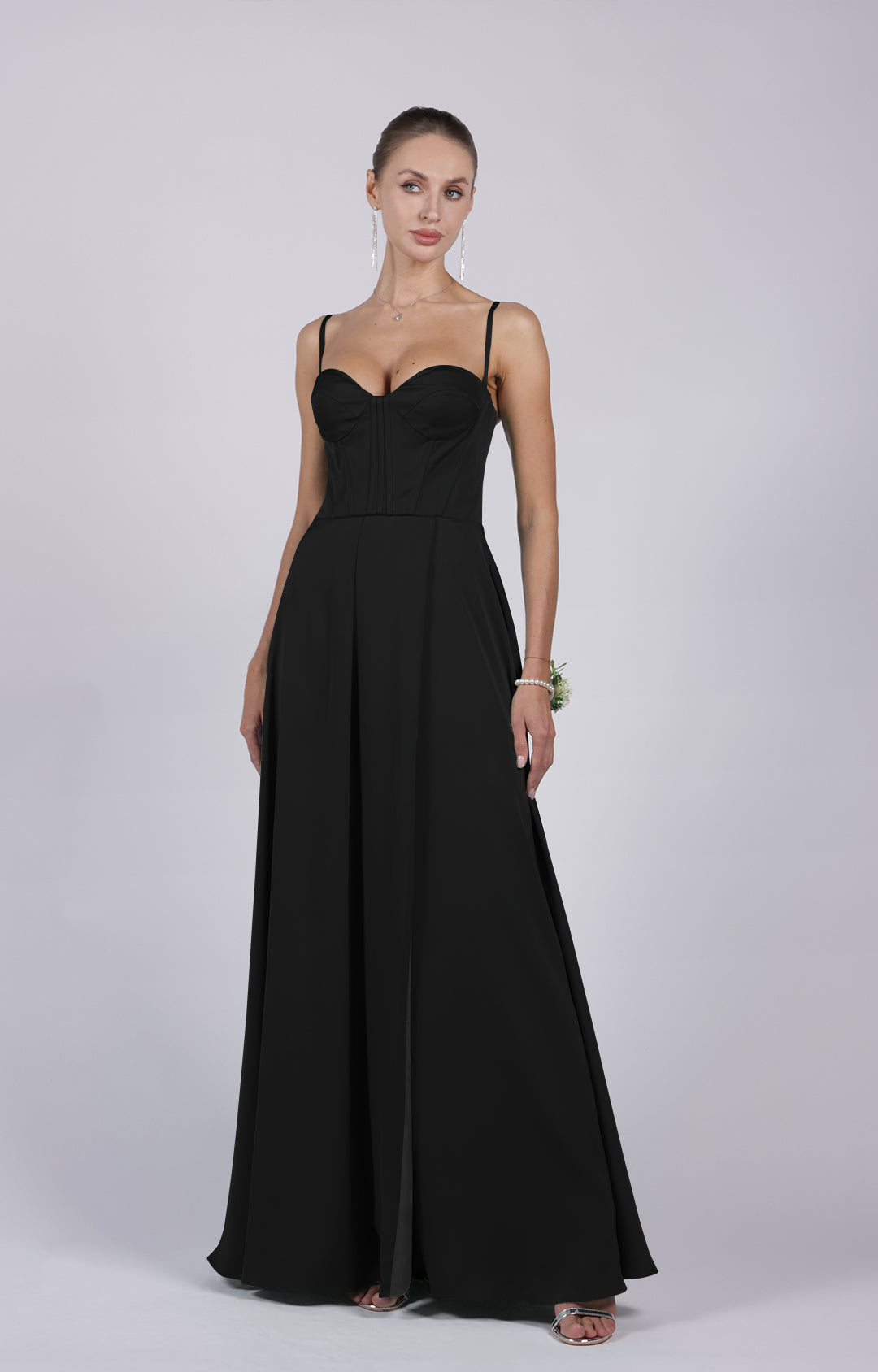 A-Line Spaghetti Straps Corset Split Lace-up Bridesmaid Dress