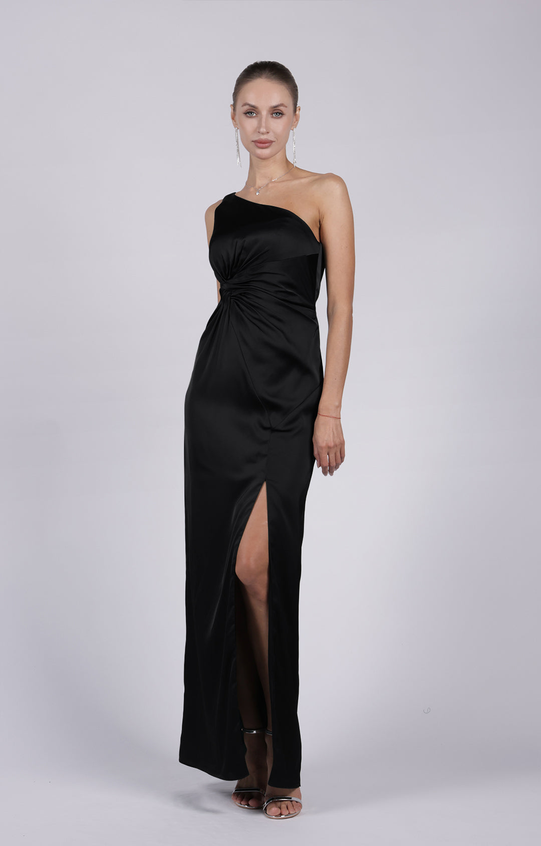 One-shoulder Twisted Split Sheath/Column Maxi Dress