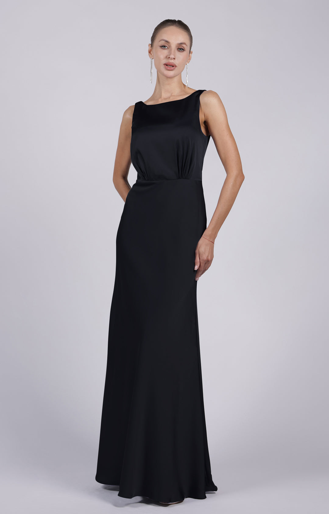 Elegant Sleeveless Square Neckline  Deep V-back Slim Dresses