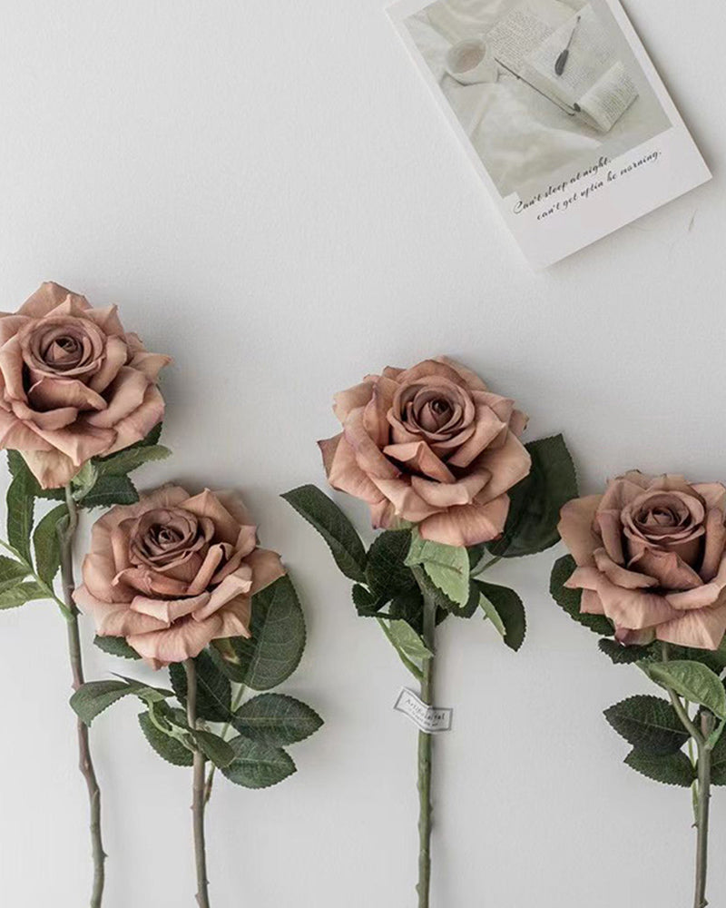 7Pcs Künstliche Einzelne Cappuccino Rosen Hochzeit Tisch Bouquet Dekoration