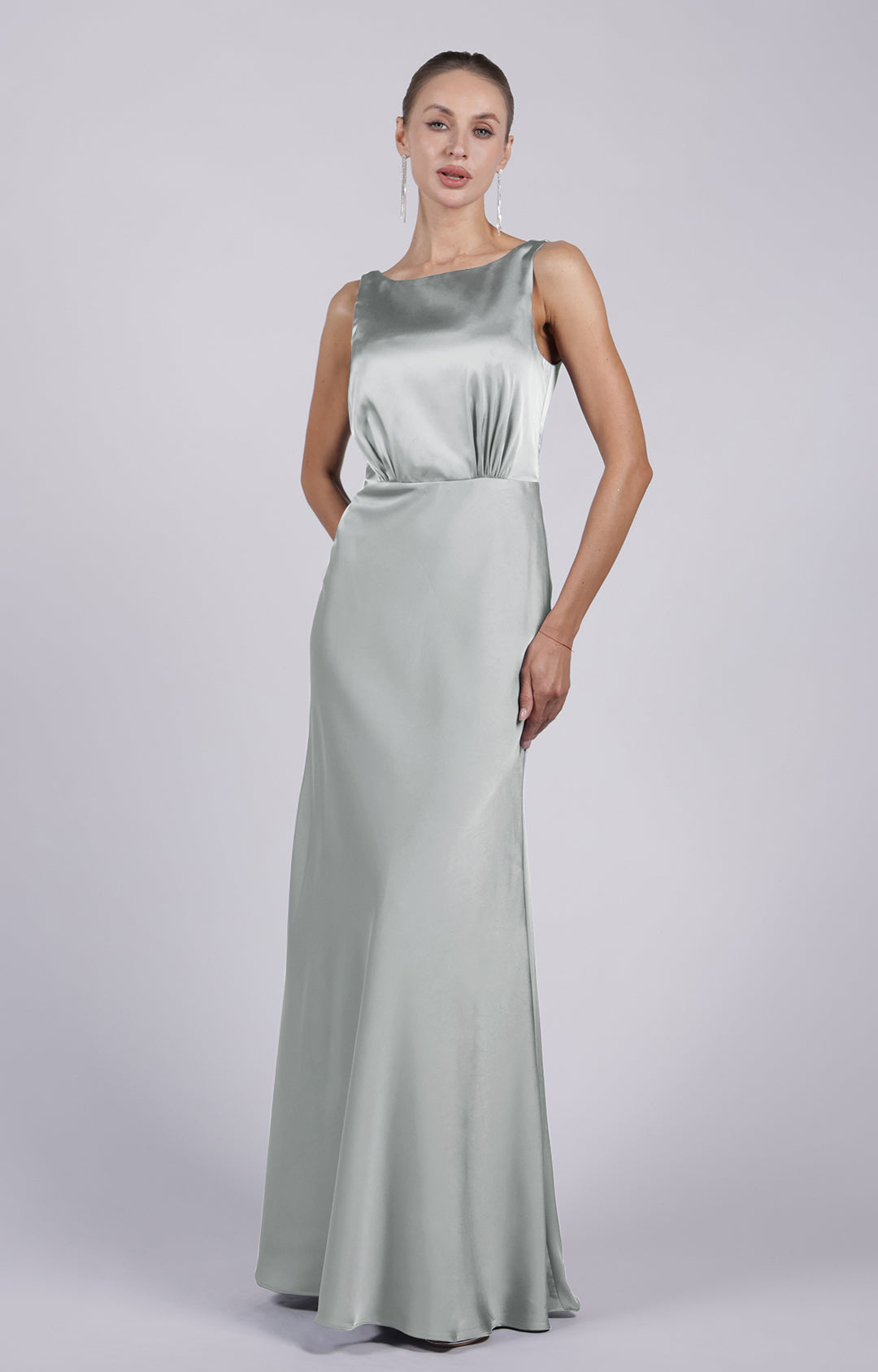 Elegant Sleeveless Square Neckline  Deep V-back Slim Dresses