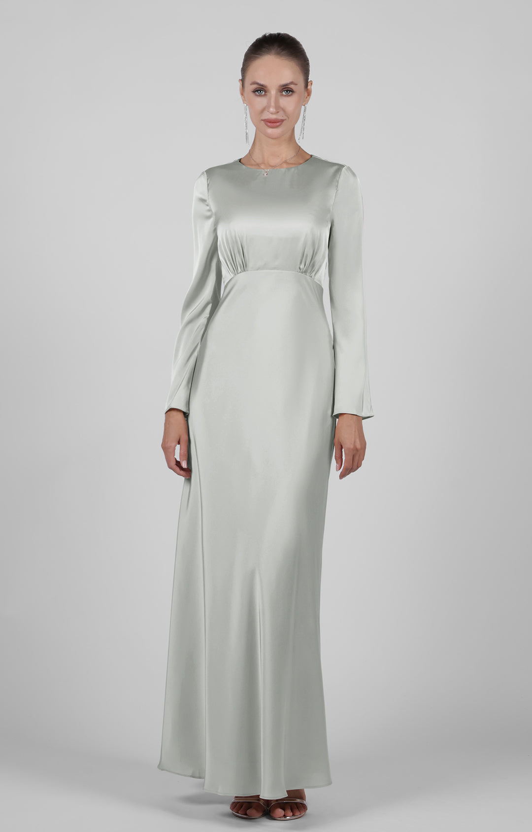 A-line Round Neck Long Sleeve Evening Maxi Dress A-line Round Neck Long Sleeve Evening Maxi Dress